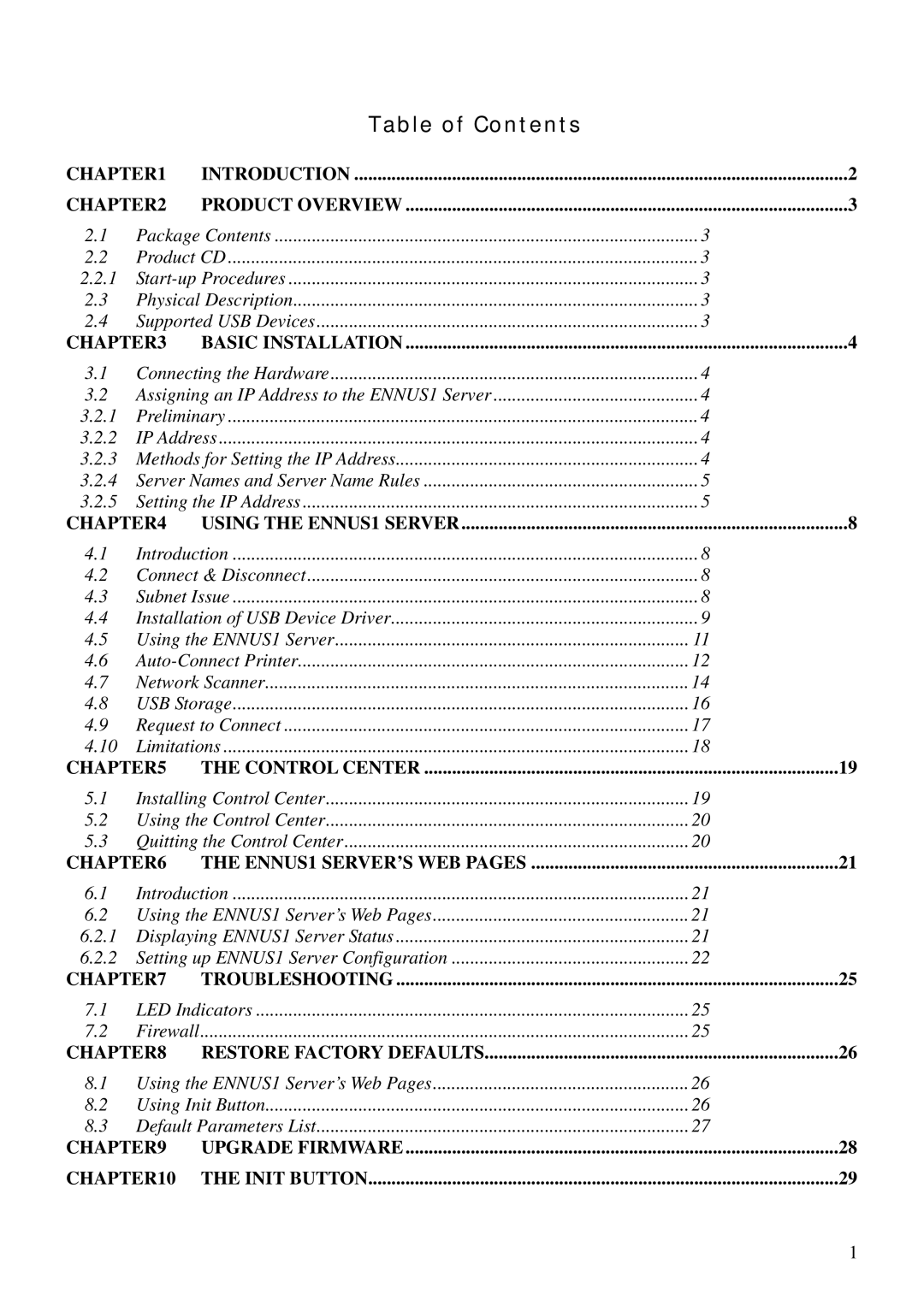 Encore electronic ENNUS1 user manual Table of Contents 