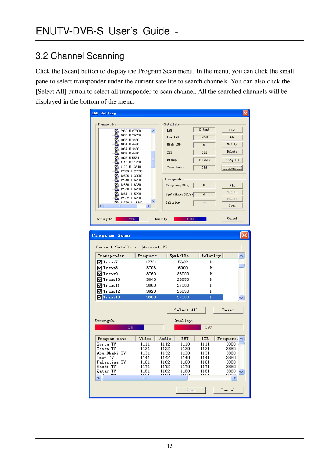 Encore electronic ENUTV-DVB-S manual Channel Scanning 