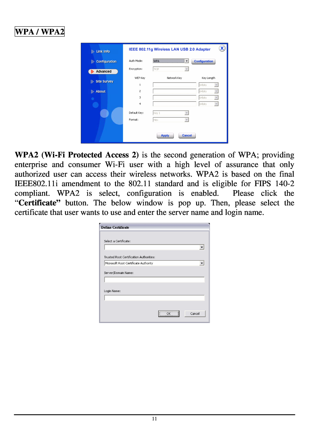 Encore electronic ENUWI-G2 manual WPA / WPA2 