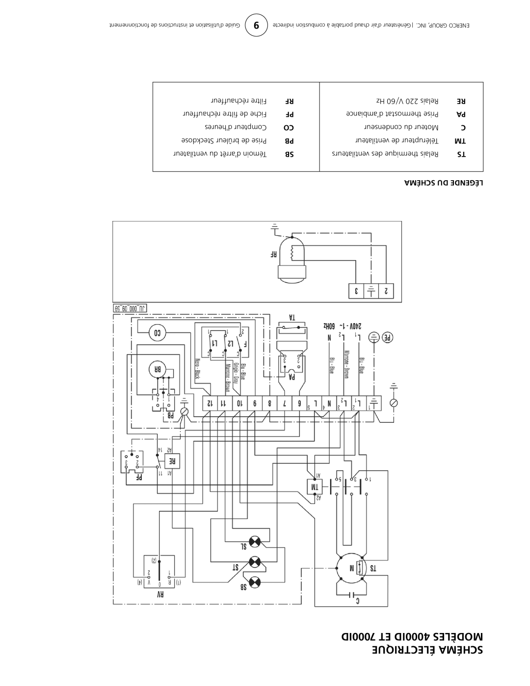 Enerco owner manual 7000ID ET 4000ID Modèles Électrique Schéma 