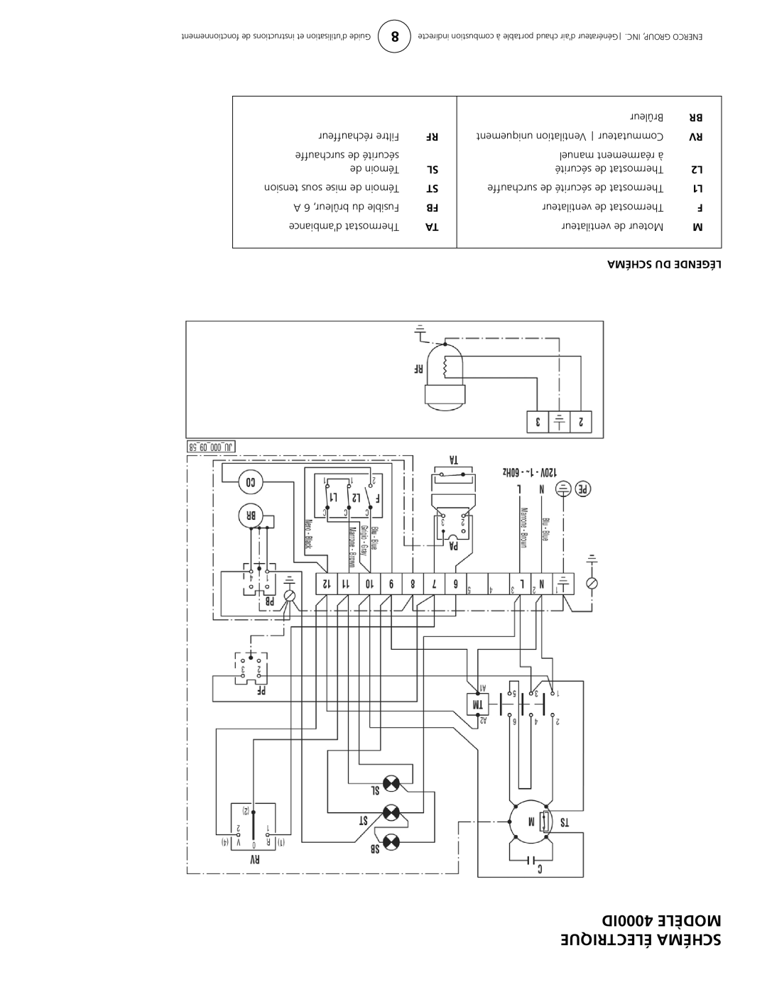 Enerco 7000ID owner manual 4000ID Modèle Électrique Schéma 