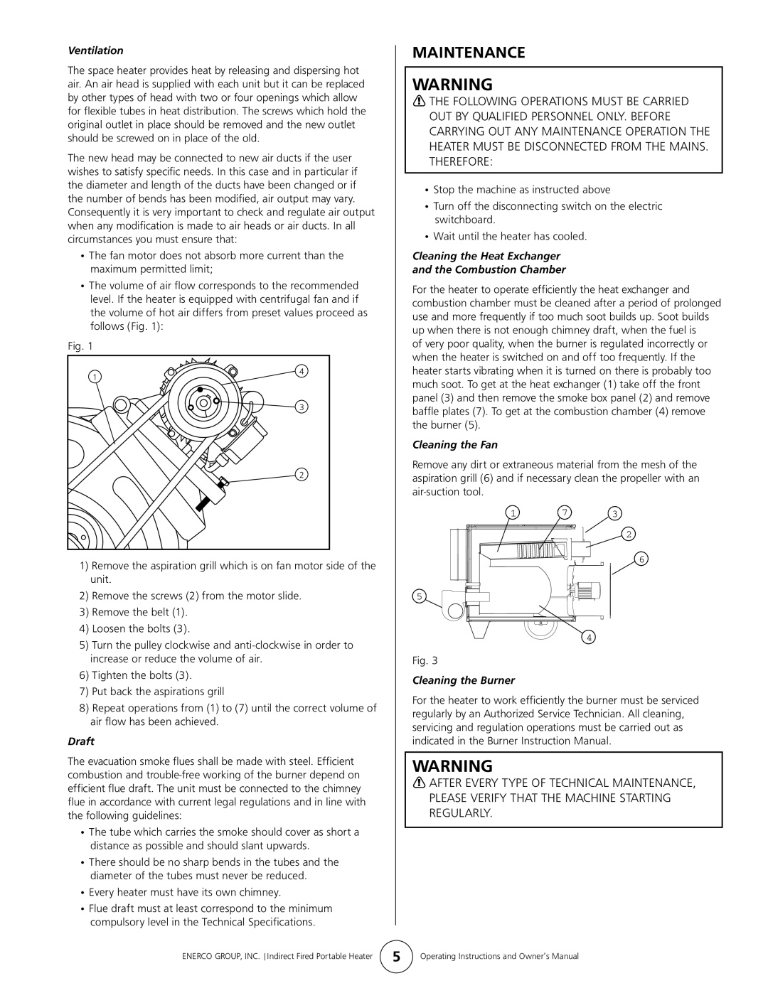 Enerco 7000ID owner manual Maintenance 