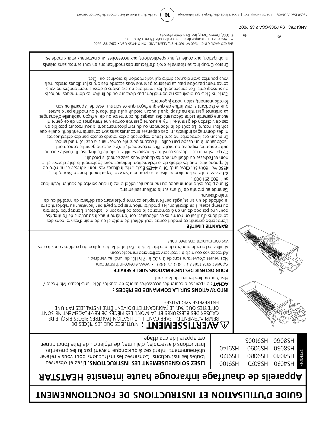 Enerco HS8060, HS4040, HS9100S, HS9120 owner manual Caus, Ezq 