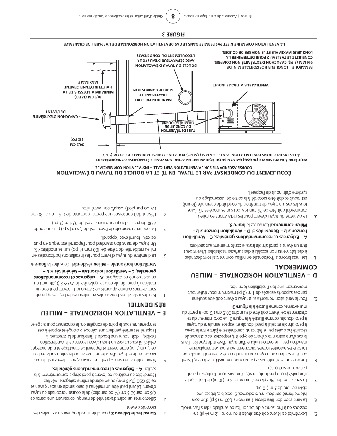 Enerco HSU 45, HSU 75 operating instructions Commercial, Milieu, Horizontale Ventilationd, Résientield 