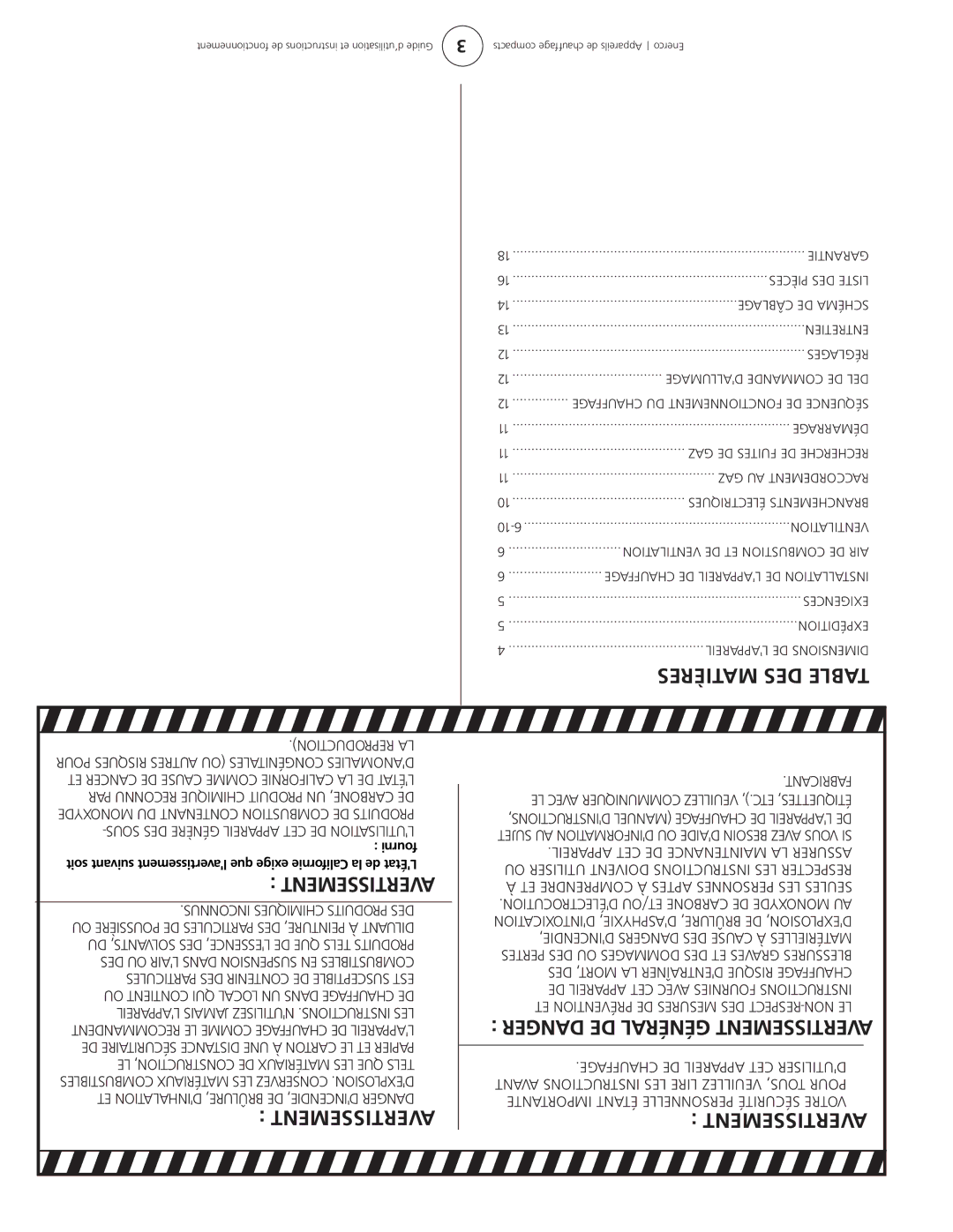 Enerco HSU 75, HSU 45 operating instructions Angercmmo, Avertissement, Tablematièresdes, Elgénérale E 