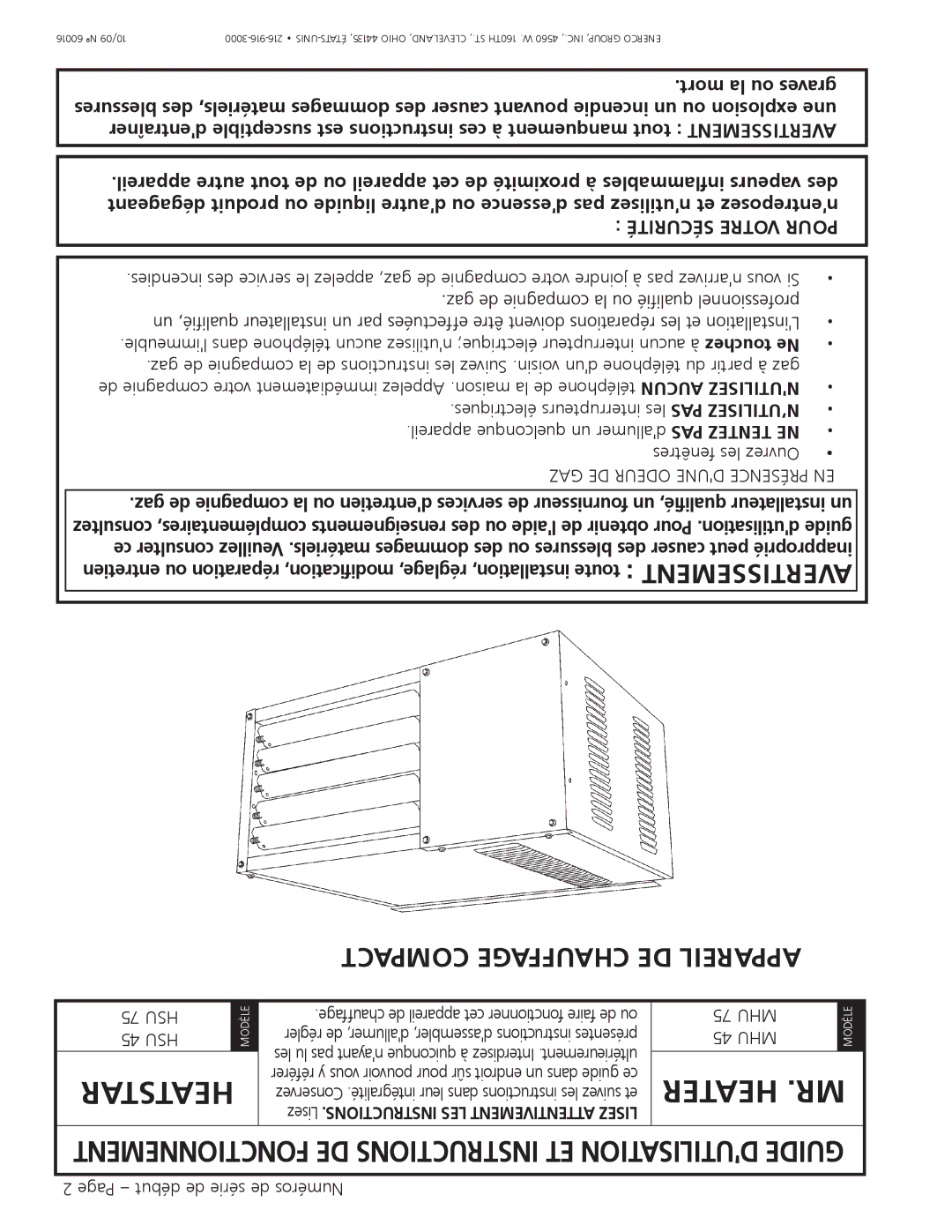 Enerco HSU 75, HSU 45 operating instructions Uff P Chd E, Pour, Aver, Reila AP, Instru ETC Ation Dutilis Guide 