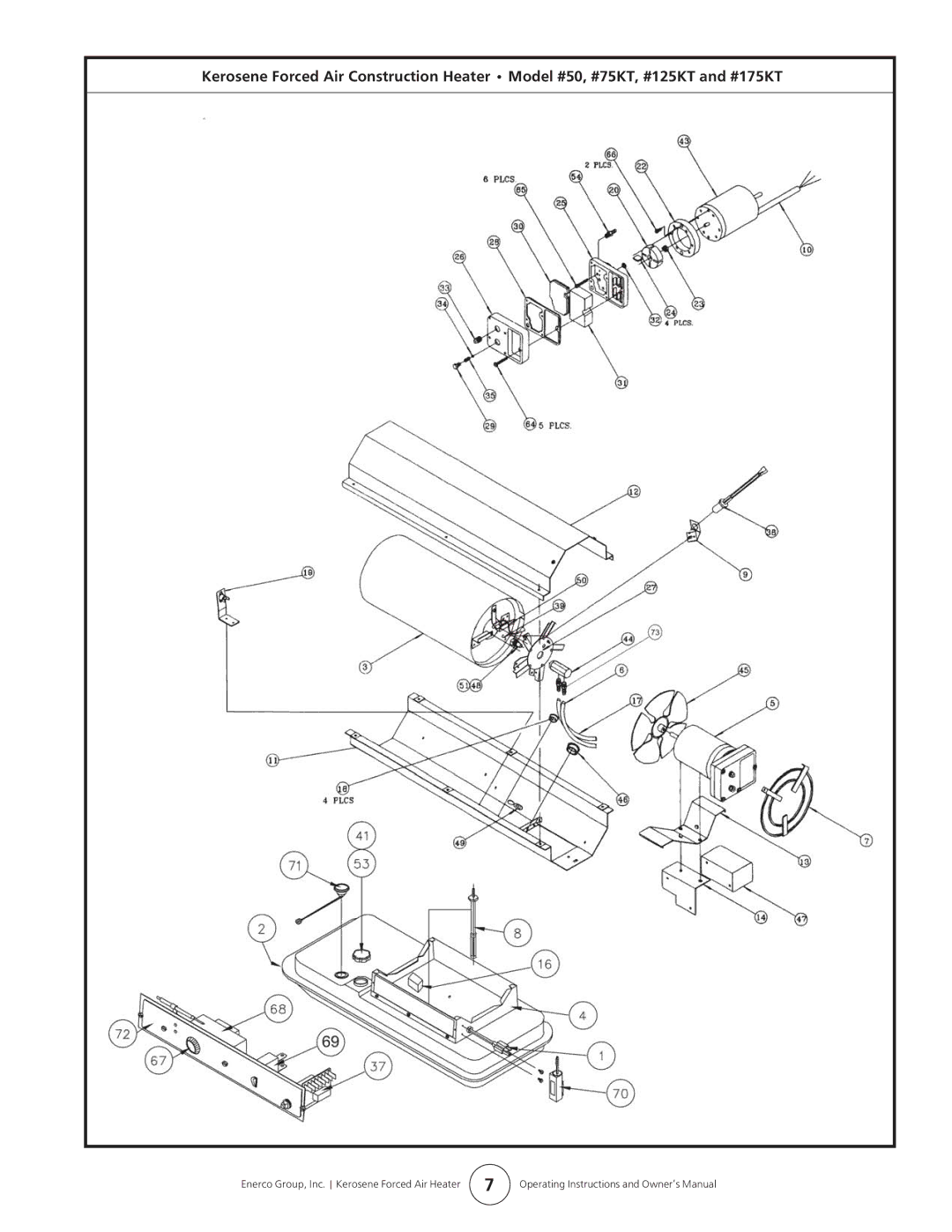 Enerco MH75KT, MH125KT, MH50KT, MH175KT, HS50KT, HS125KT, HS175KT, HS75KT manual Enerco Group, Inc. Kerosene Forced Air Heater 