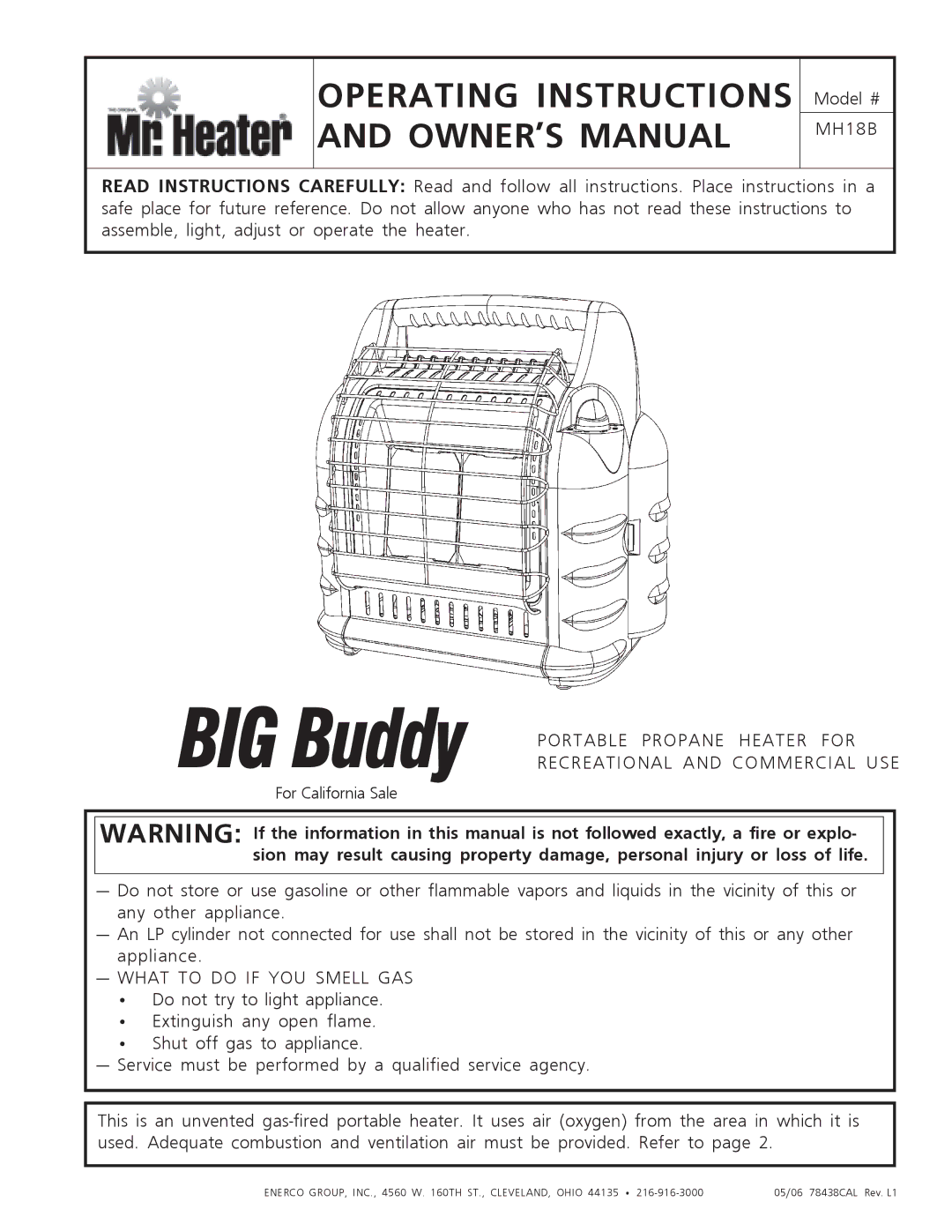 Enerco MH18B operating instructions 