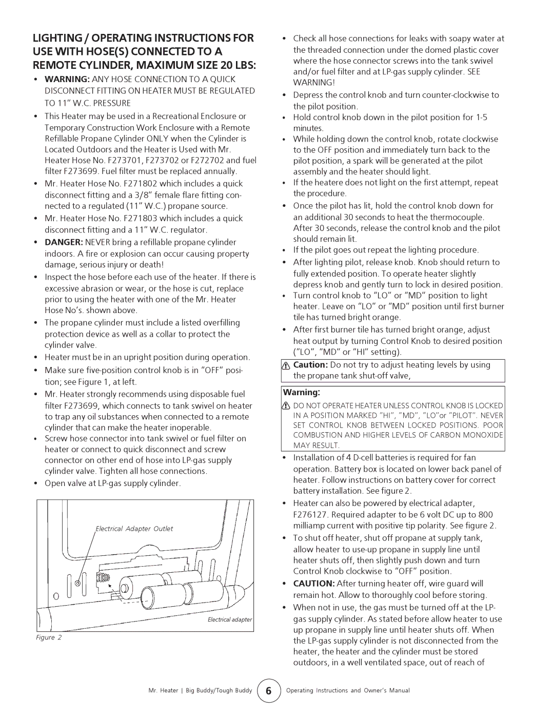 Enerco MH18B operating instructions Electrical Adapter Outlet 