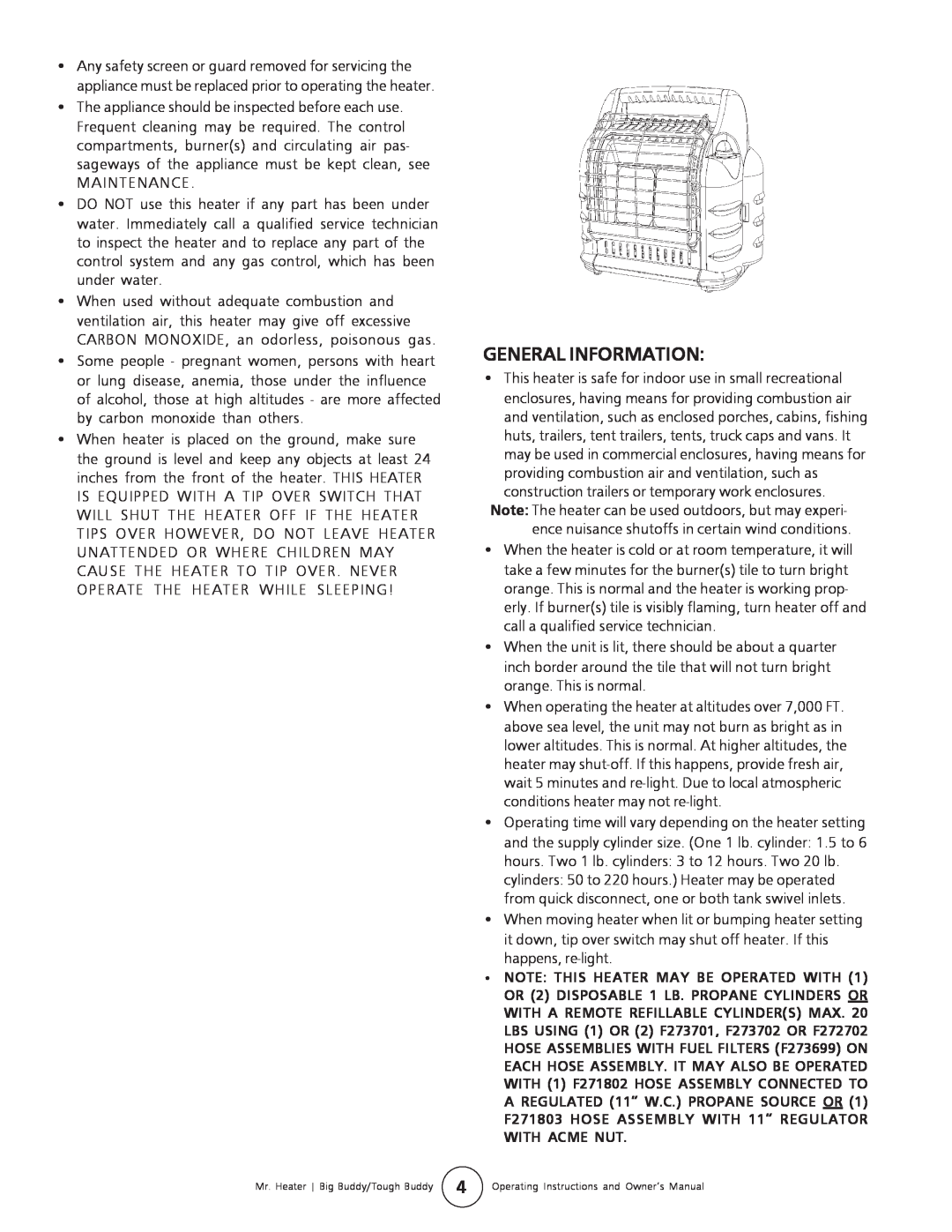 Enerco MH18B operating instructions General Information 