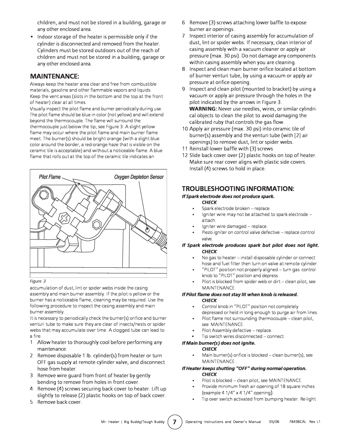 Enerco MH18B operating instructions Maintenance, Troubleshooting Information 