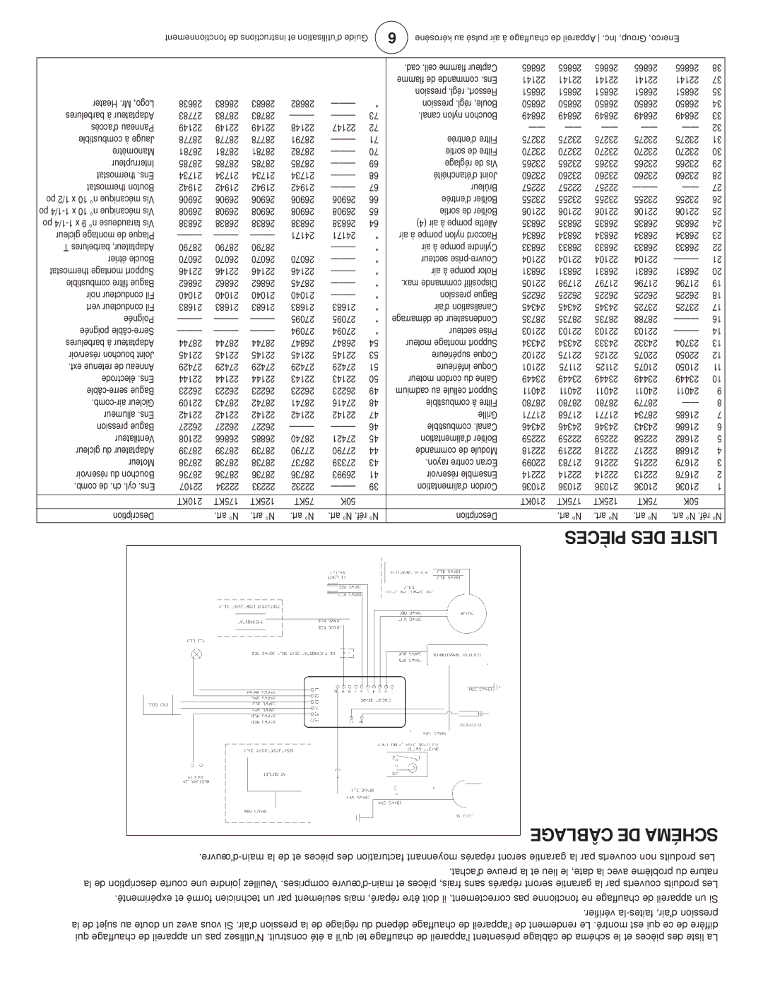 Enerco MH125KT, MH210KT, MH50KT, HS210KT, MH175KT, HS50KT, HS125KT, HS175KT, HS75KT, MH75KT operating instructions Câblage DE Schéma 