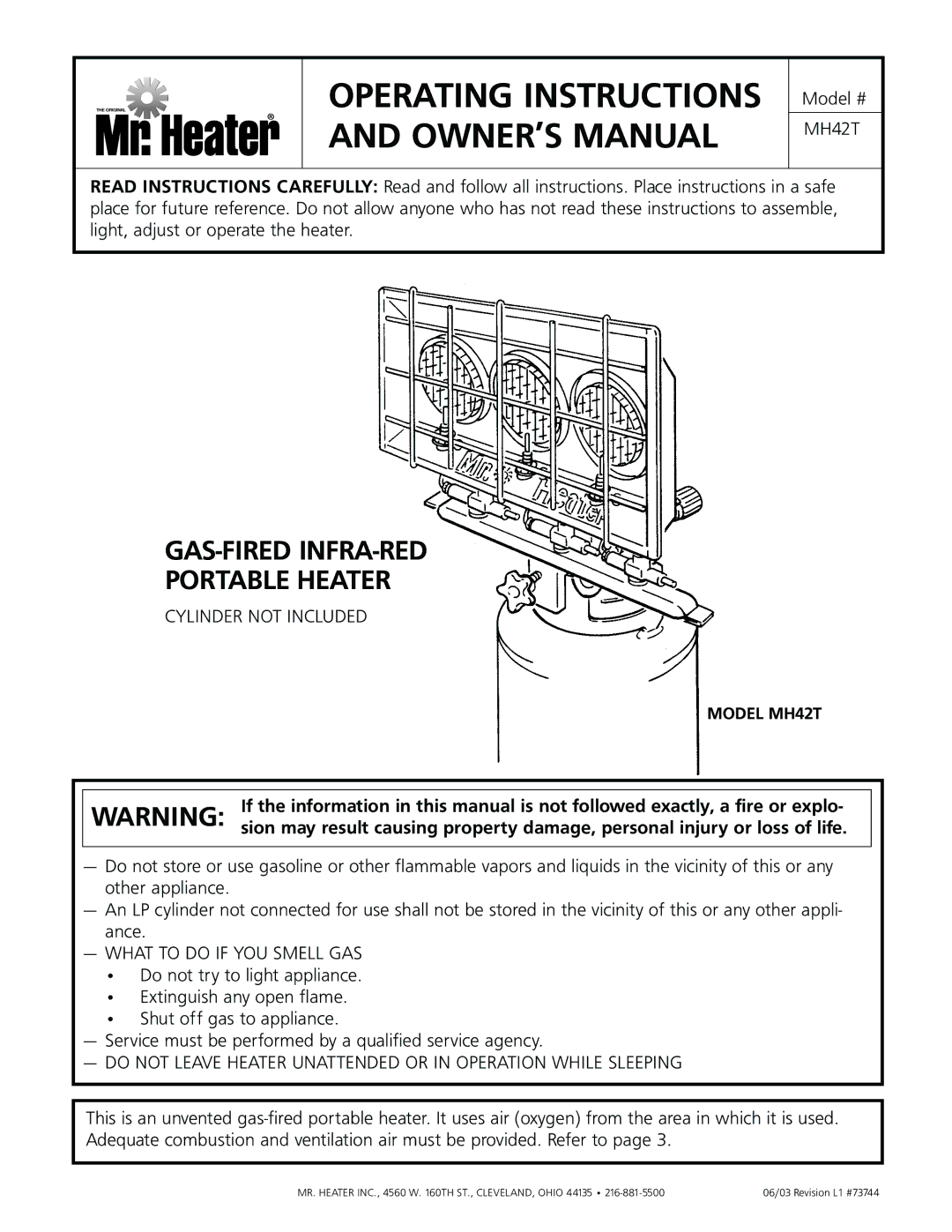 Enerco operating instructions Model MH42T 