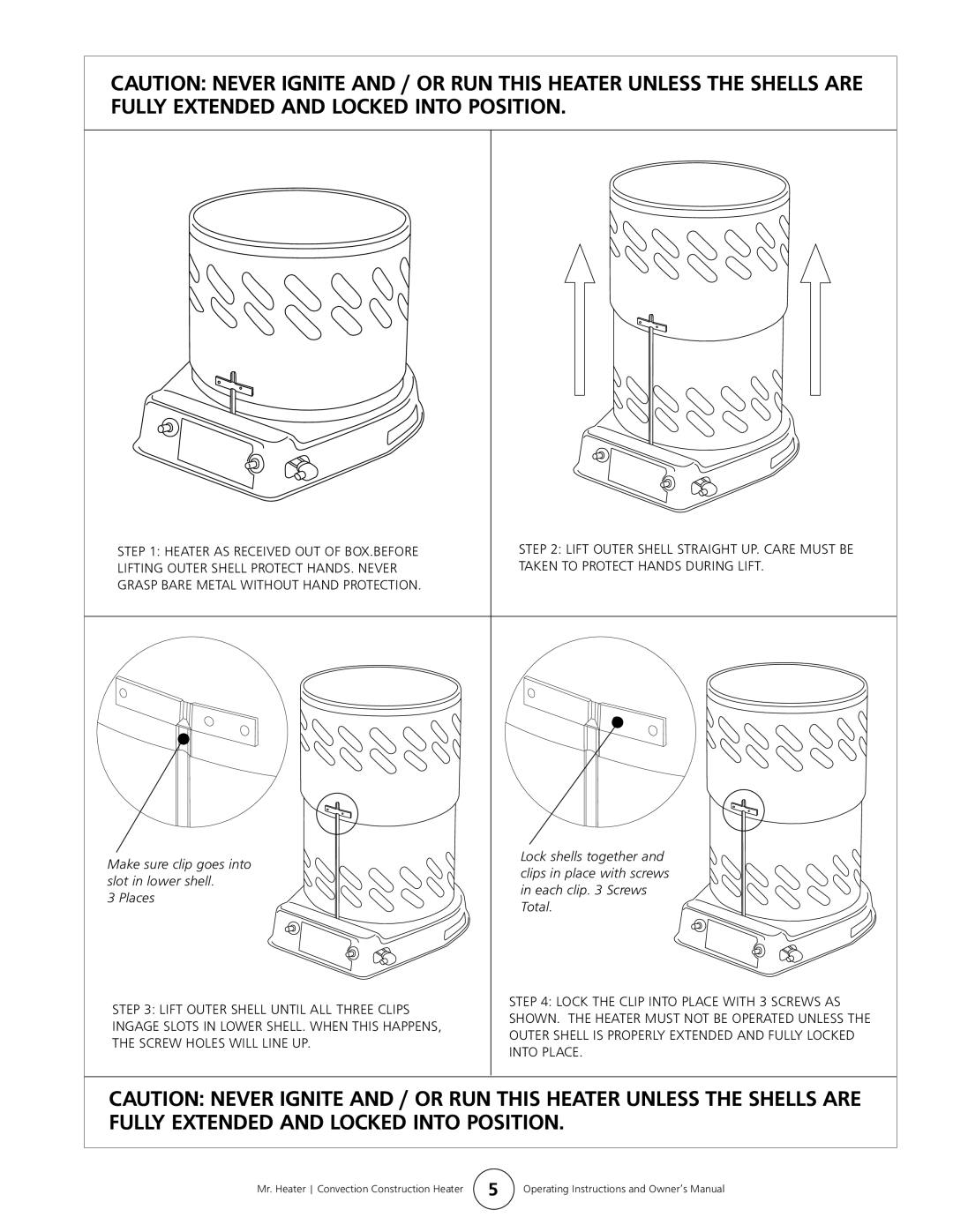 Enerco MH200CV, MH80CV operating instructions Make sure clip goes into 