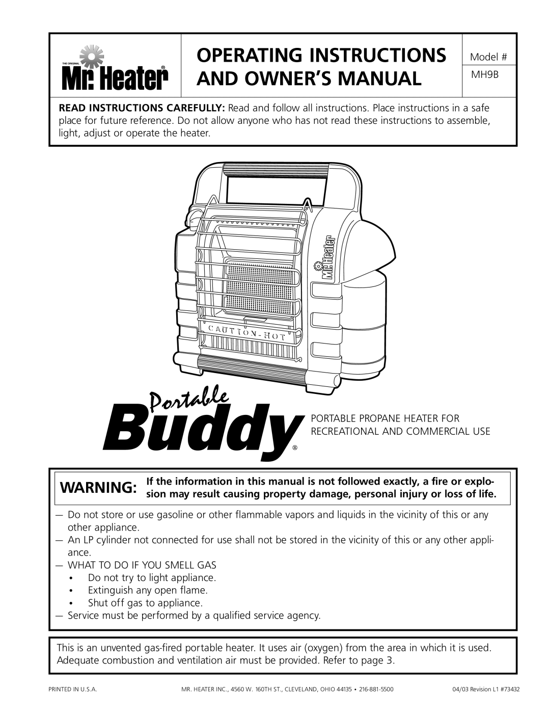 Enerco MH9B owner manual 