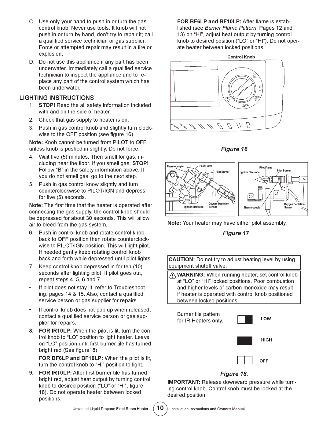 Enerco HSIR20LPT, MHBF6LP, HSBF10LP, HSBF20LPT, HSIR30LPT, HSBF30LPT installation instructions Lighting Instructions 