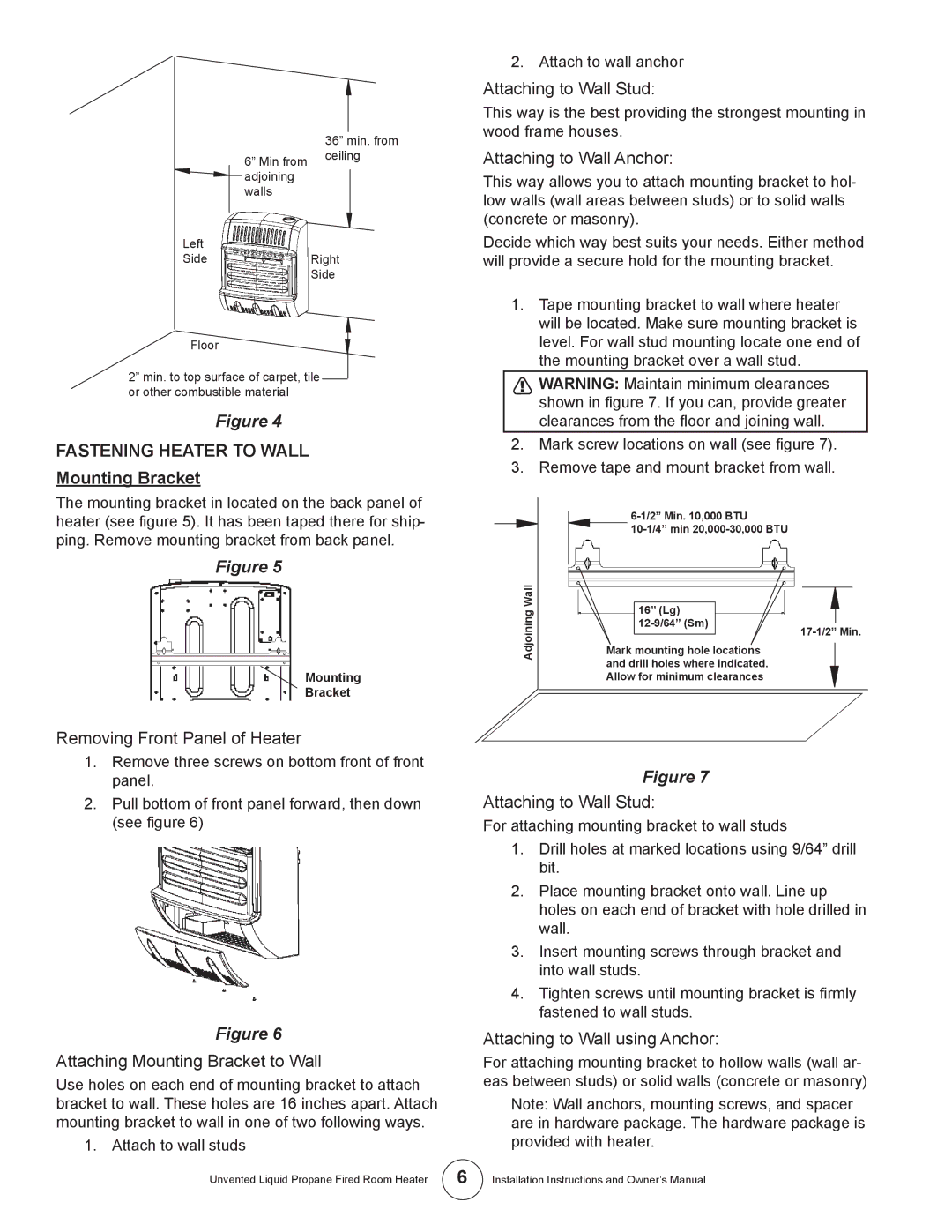 Enerco MHBF6LP, HSBF10LP, HSBF20LPT, HSIR30LPT, HSIR20LPT, HSBF30LPT Fastening Heater to Wall, Mounting Bracket 