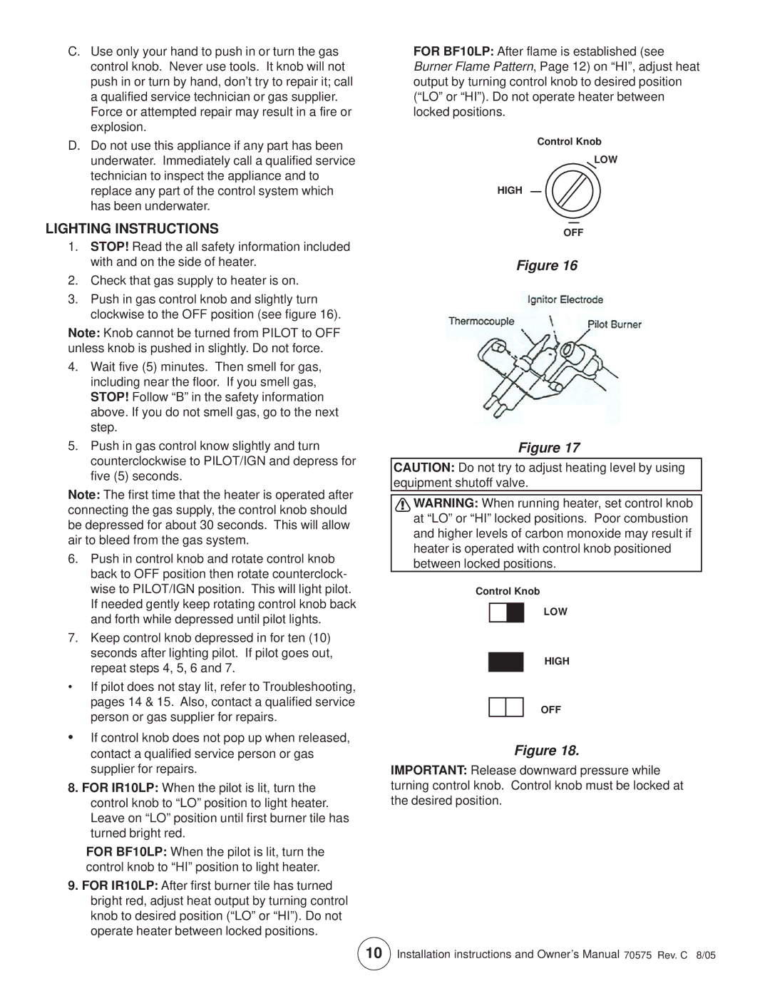 Enerco TSBF20LPT, TSBF10LP, MHIR20LPT, MHIR30LPT, MHBF10LP, MHIR10LP, MHBF30LPT, TSIR20LPT, TSIR30LPT Lighting Instructions 