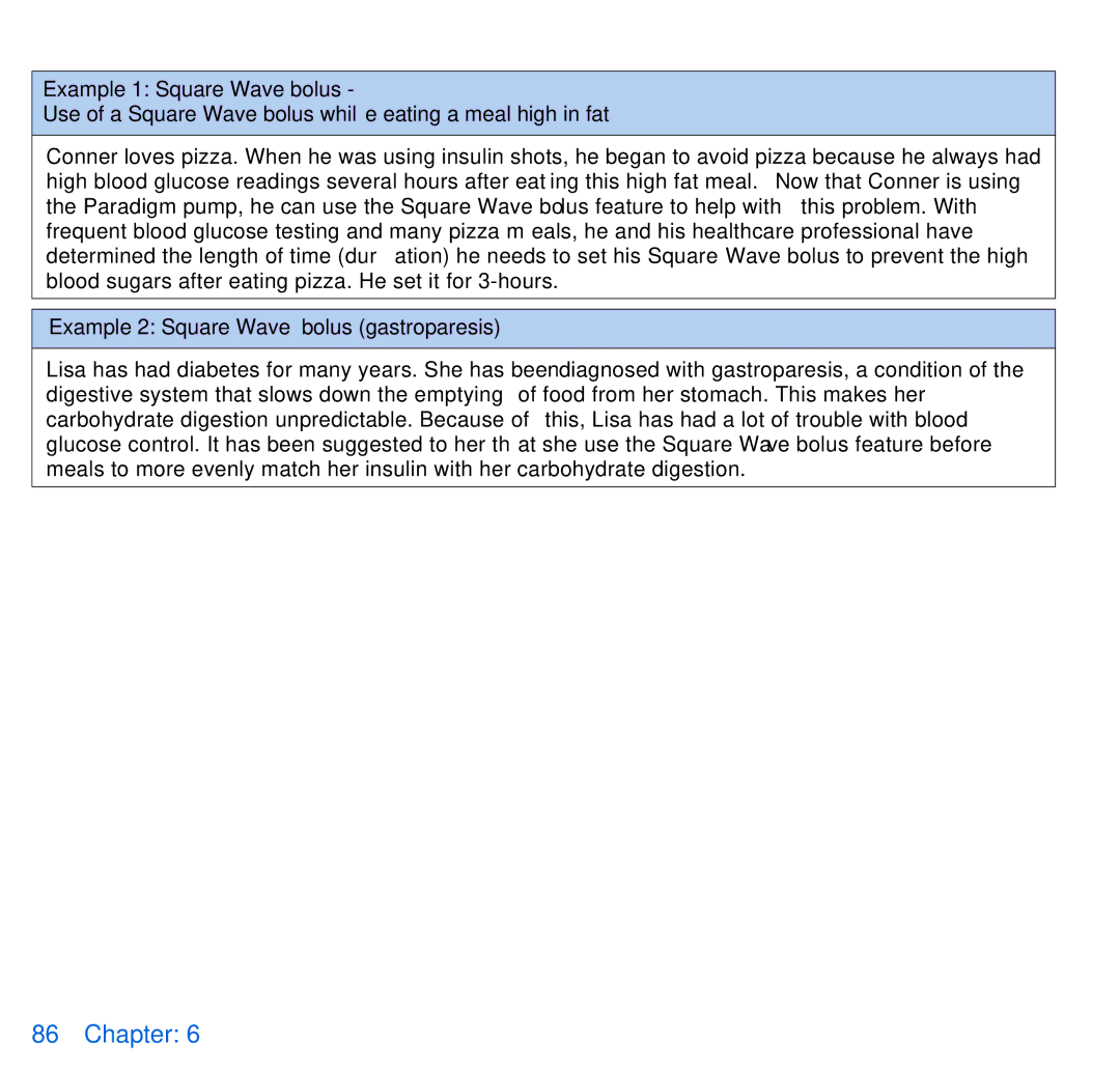 Energizer 715, 515 manual Example 2 Square Wave bolus gastroparesis 