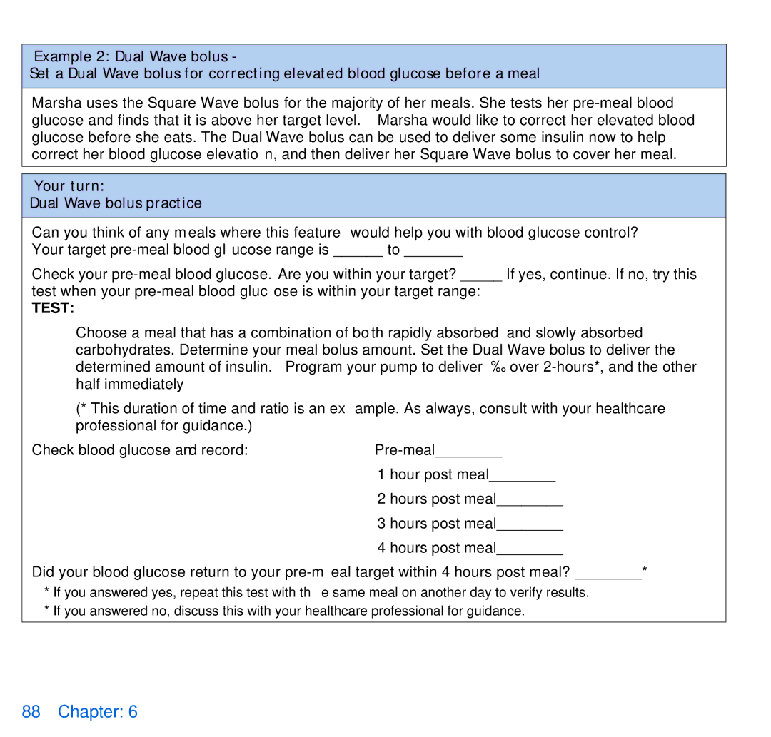 Energizer 715, 515 manual Your turn Dual Wave bolus practice, Test 