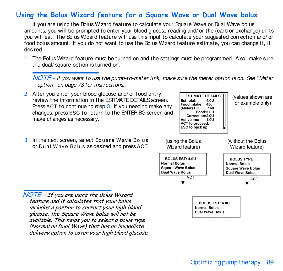 Energizer 515, 715 manual Using the Bolus Wizard feature 