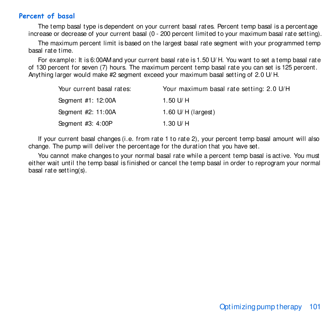 Energizer 515, 715 manual Percent of basal 