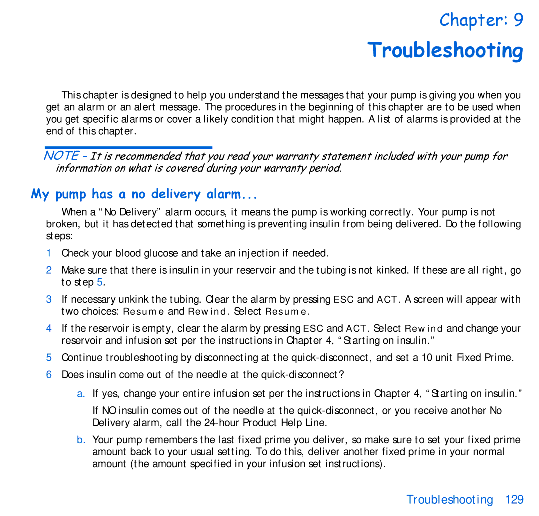 Energizer 515, 715 manual Troubleshooting, My pump has a no delivery alarm 