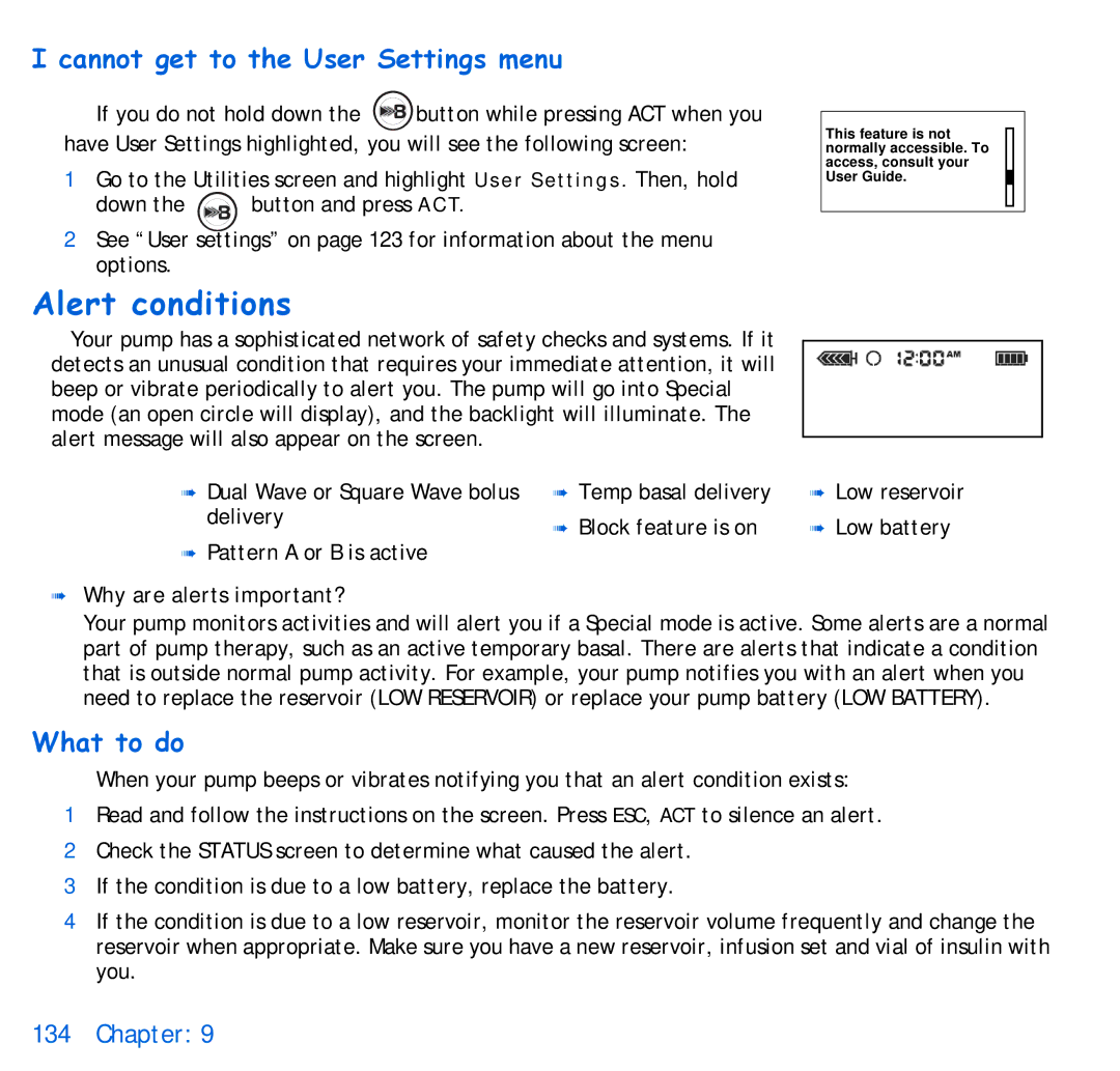 Energizer 715, 515 manual Alert conditions, Cannot get to the User Settings menu, What to do, Why are alerts important? 