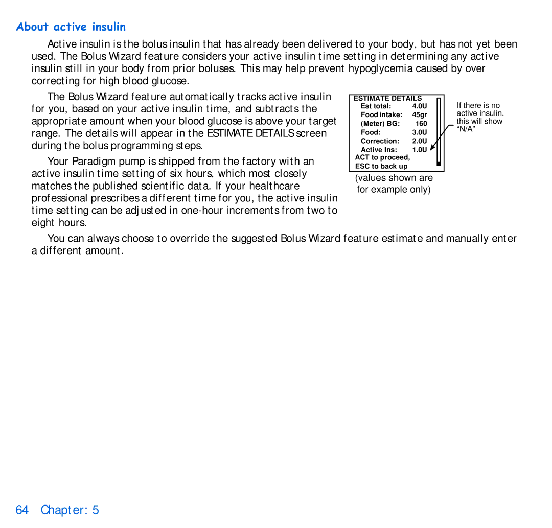 Energizer 715, 515 manual About active insulin, Estimate Details 