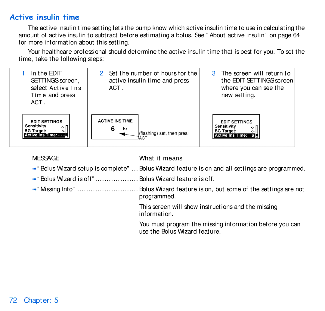 Energizer 715, 515 manual Active insulin time, What it means 