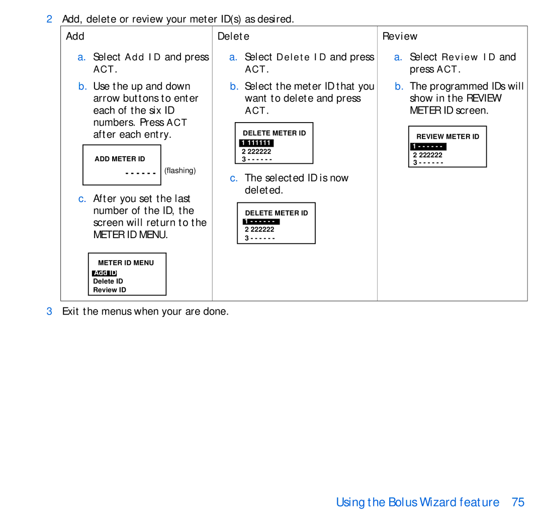 Energizer 515, 715 manual Add, Delete, Review 