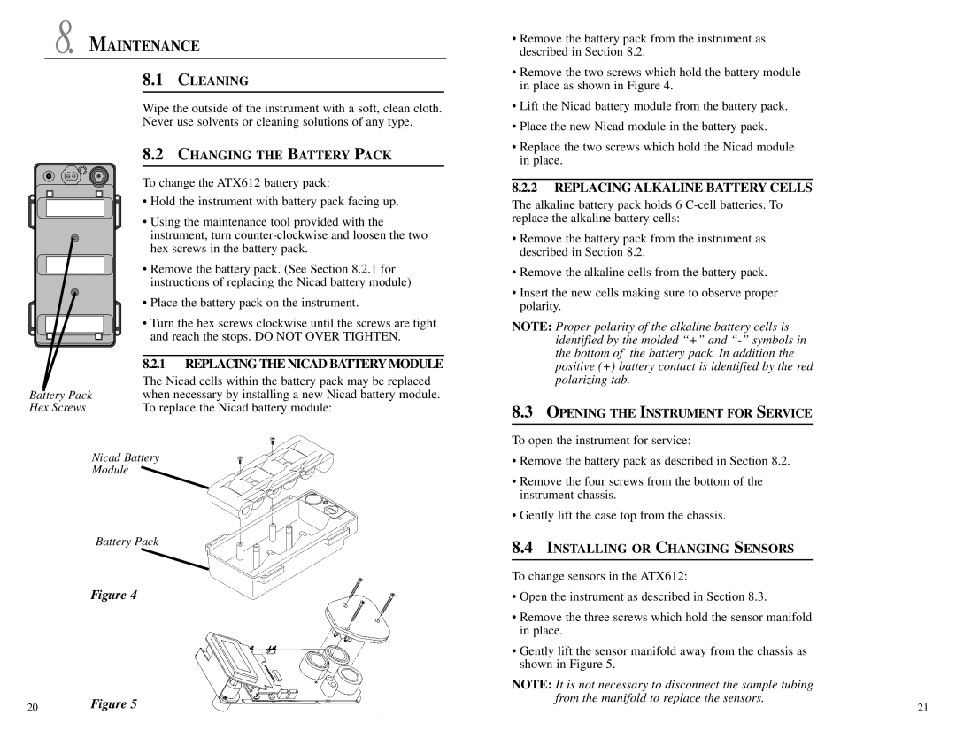 Energizer ATX612 specifications Maintenance, Replacing Alkaline Battery Cells 