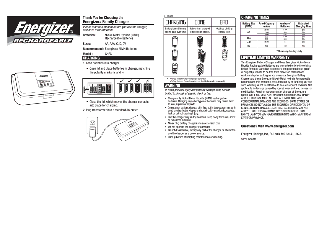 Energizer CHFC manual 