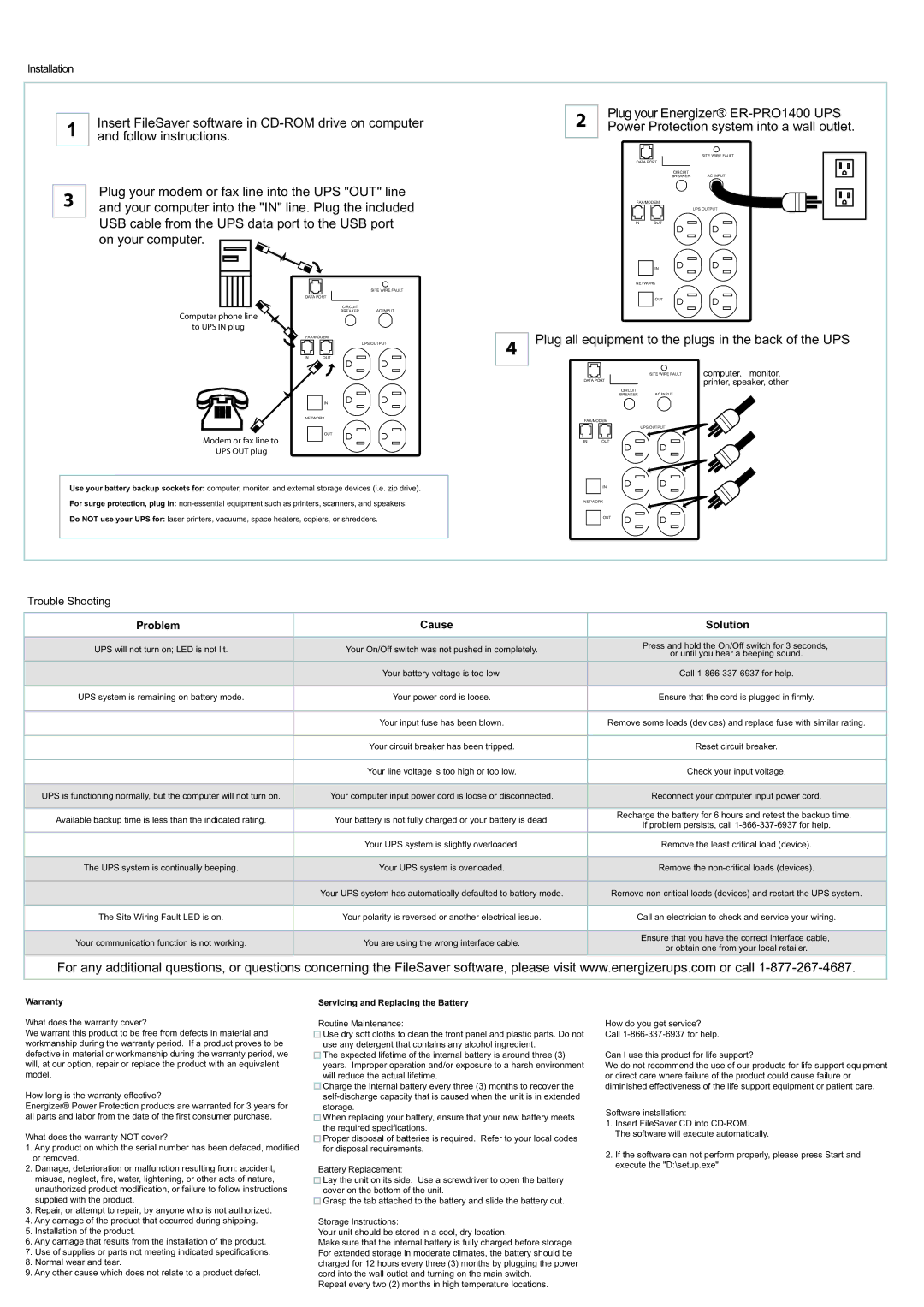 Energizer ER-PRO1400 Insert FileSaver software in CD-ROM drive on computer, Follow instructions, On your computer 