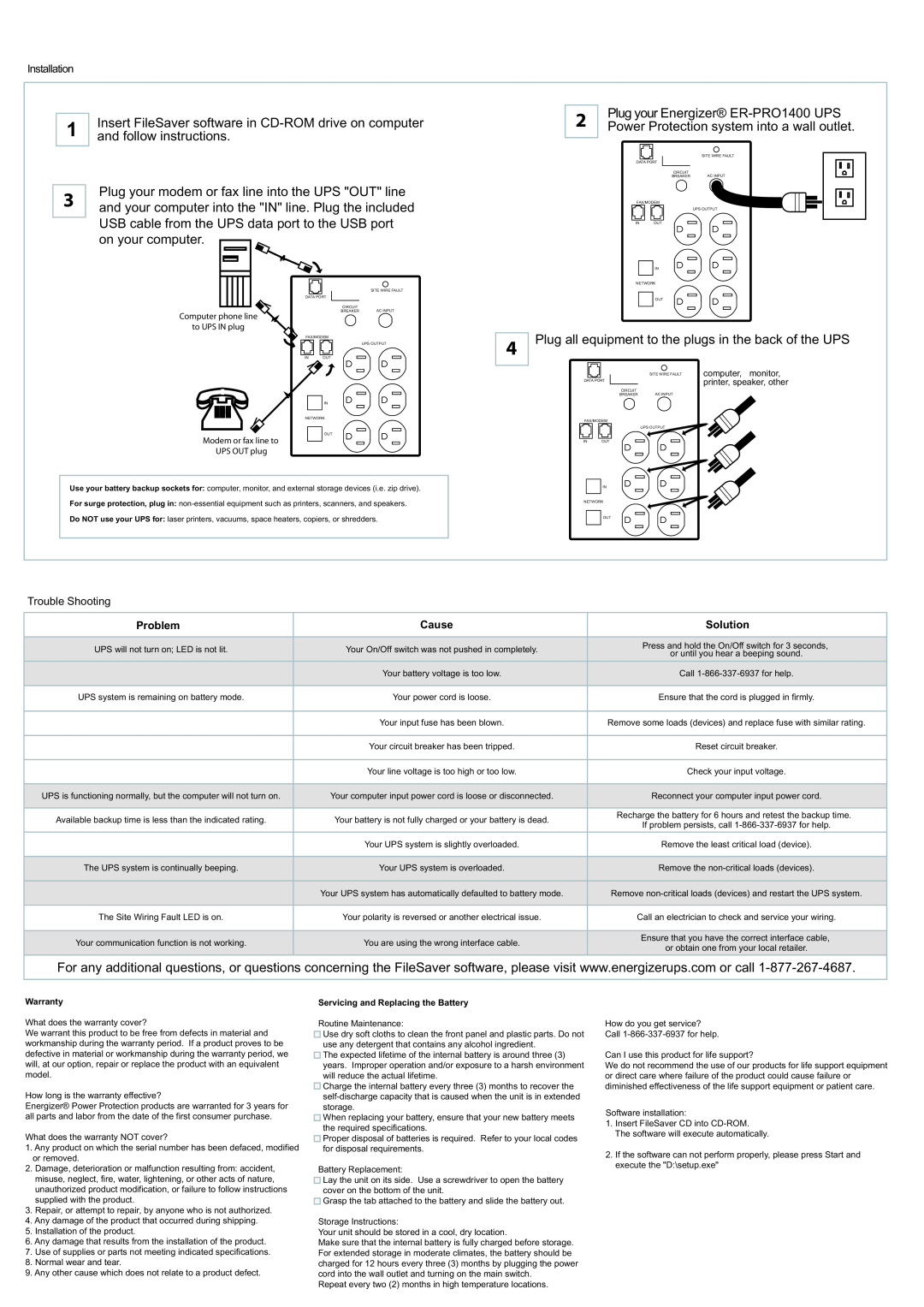 Energizer ER-PRO1400 Insert FileSaver software in CD-ROM drive on computer, and follow instructions, on your computer 