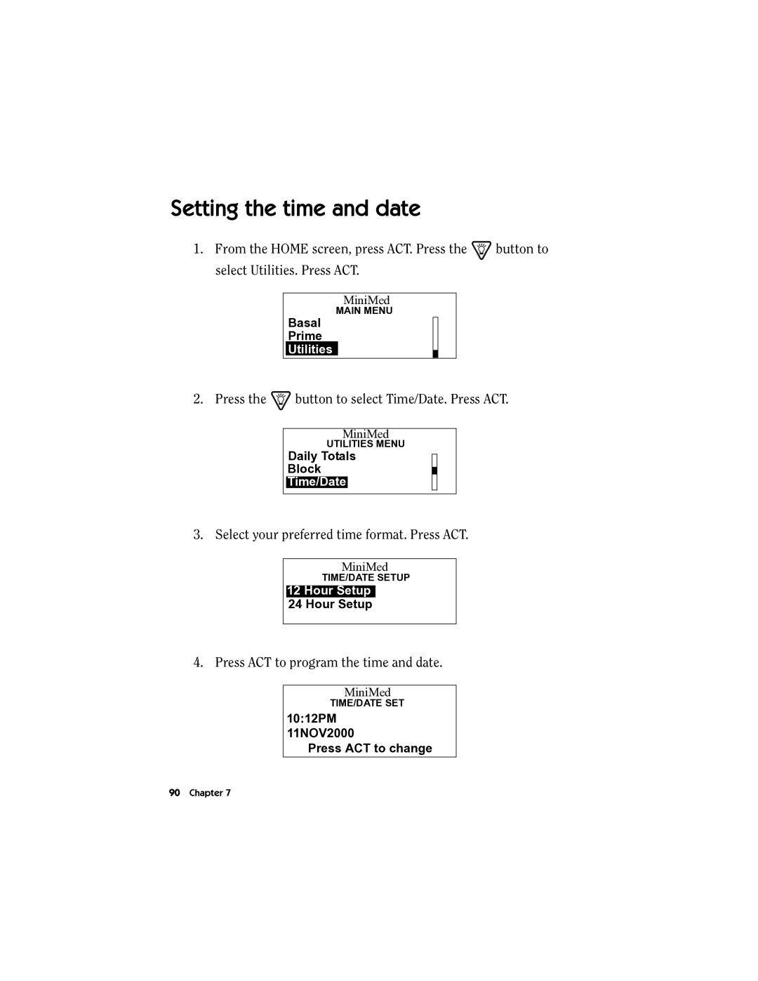 Energizer MMT-511 manual Setting the time and date 