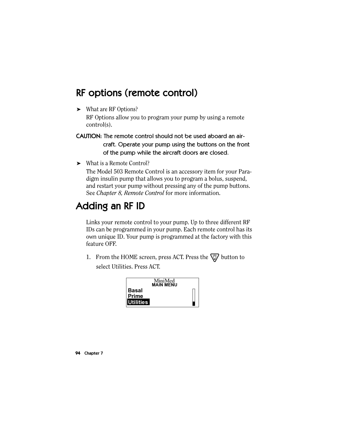 Energizer MMT-511 manual RF options remote control, Adding an RF ID 