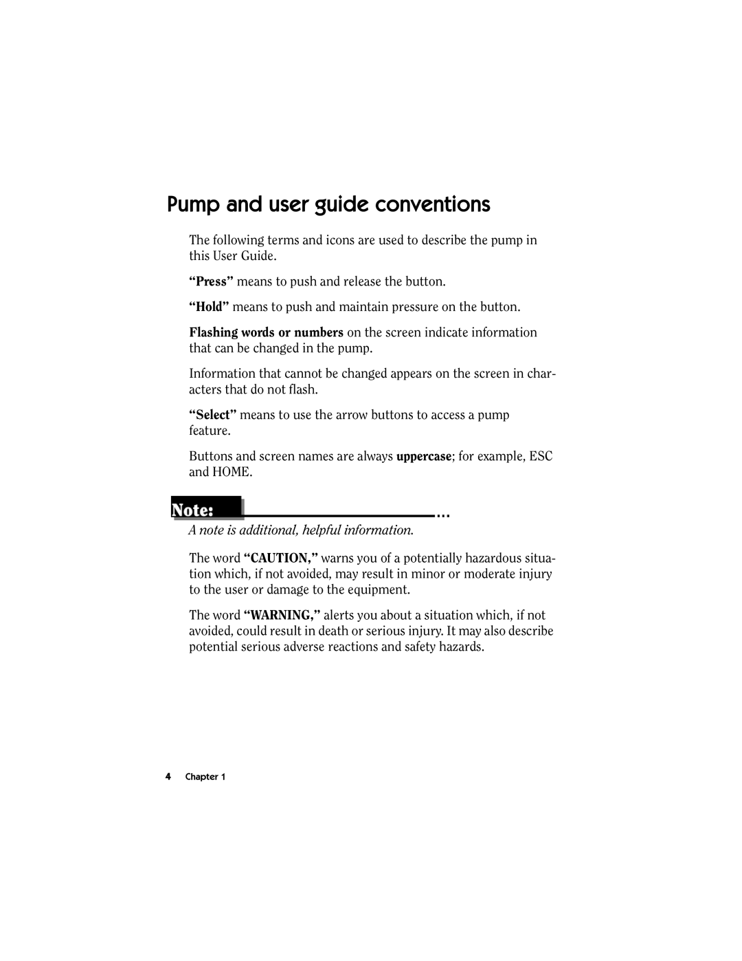 Energizer MMT-511 manual Pump and user guide conventions 