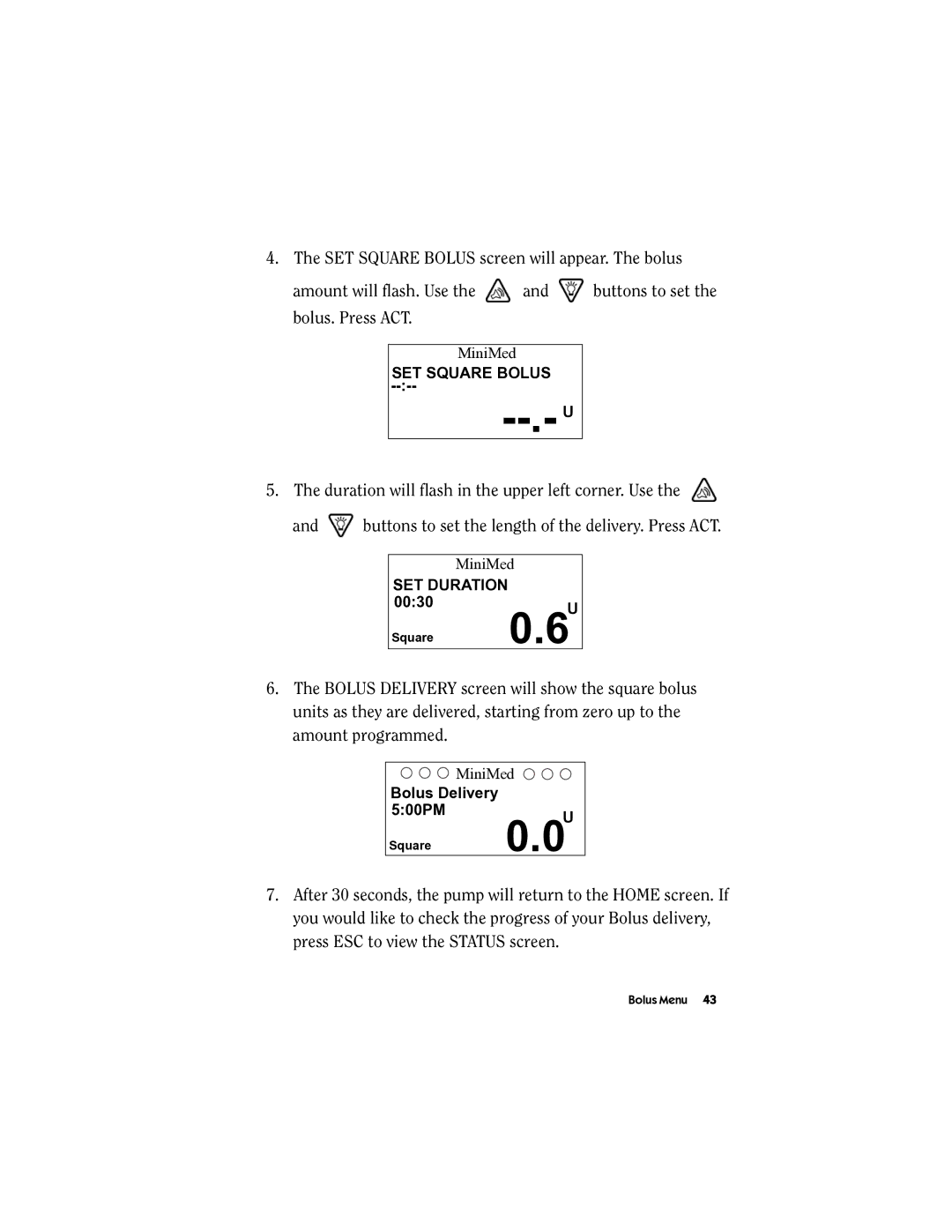 Energizer MMT-511 manual SET Square Bolus 