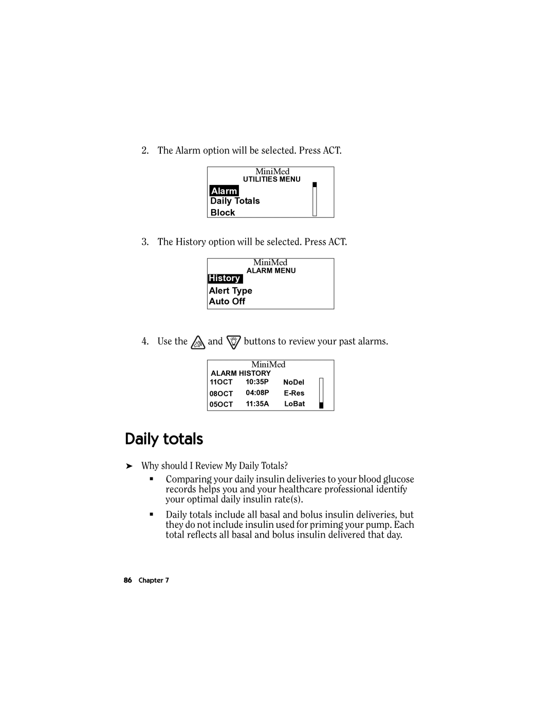 Energizer MMT-511 manual Daily totals 