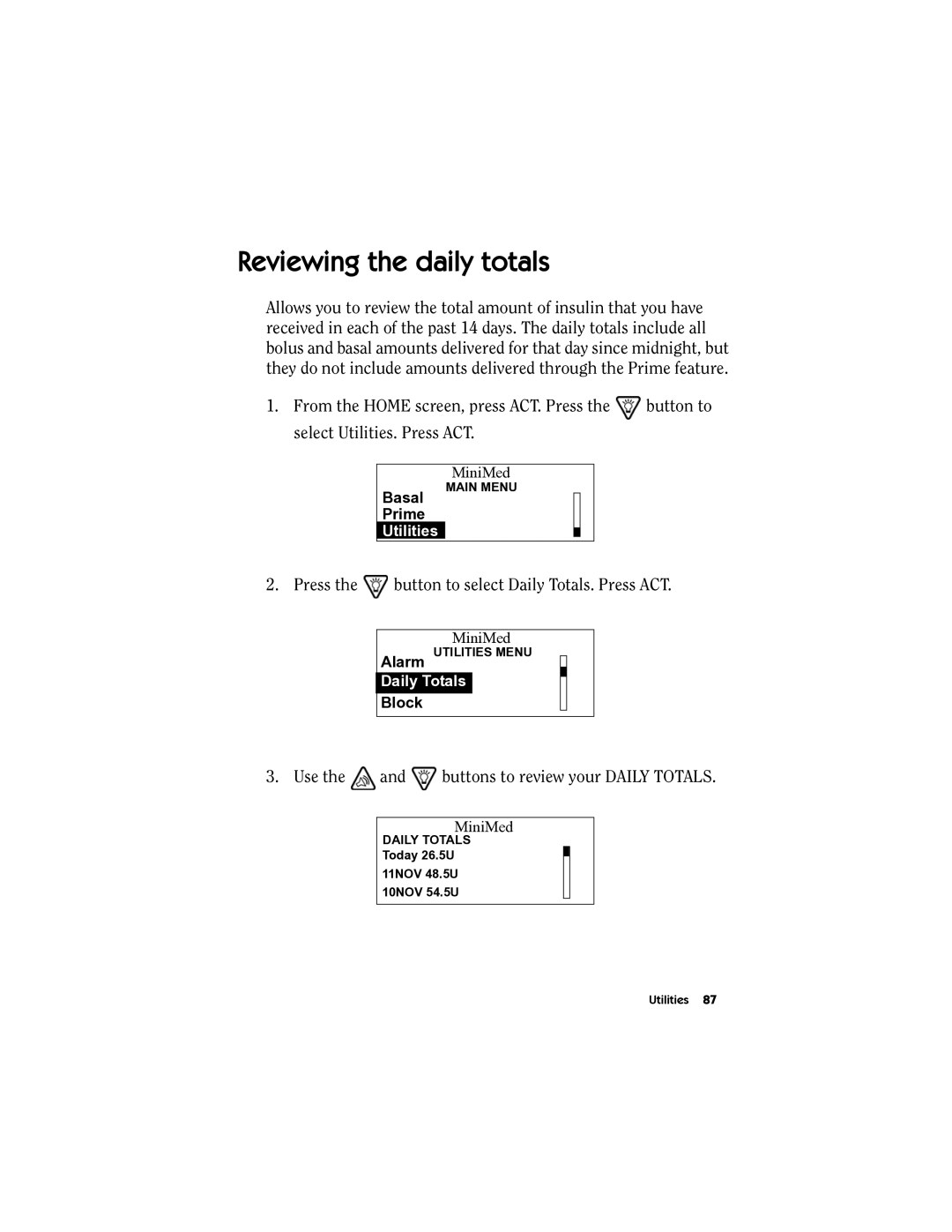 Energizer MMT-511 manual Reviewing the daily totals 