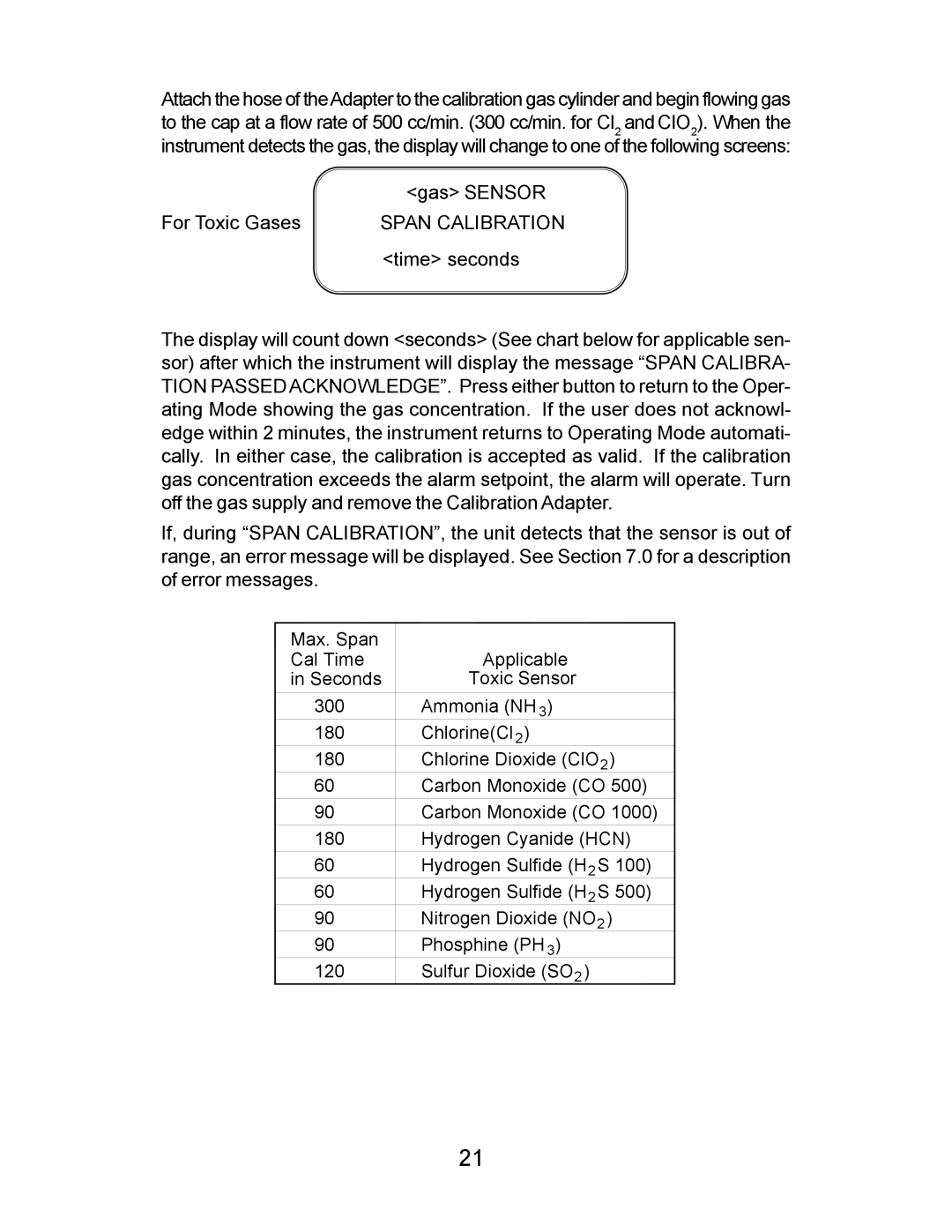 Energizer PORTABLE GAS DETECTION INSTRUMENT manual Span Calibration 