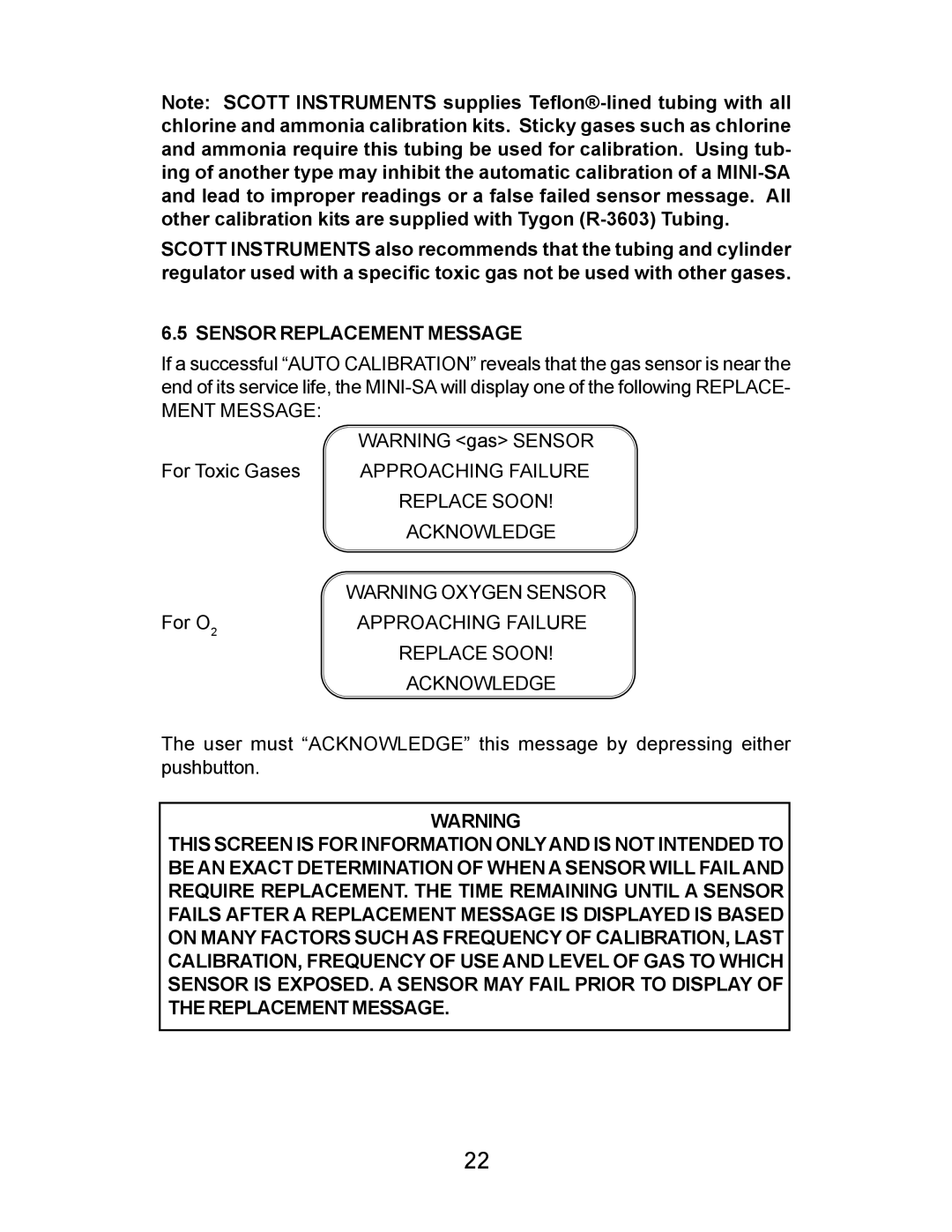 Energizer PORTABLE GAS DETECTION INSTRUMENT Sensor Replacement Message, Ment Message, Approaching Failure, Replace Soon 