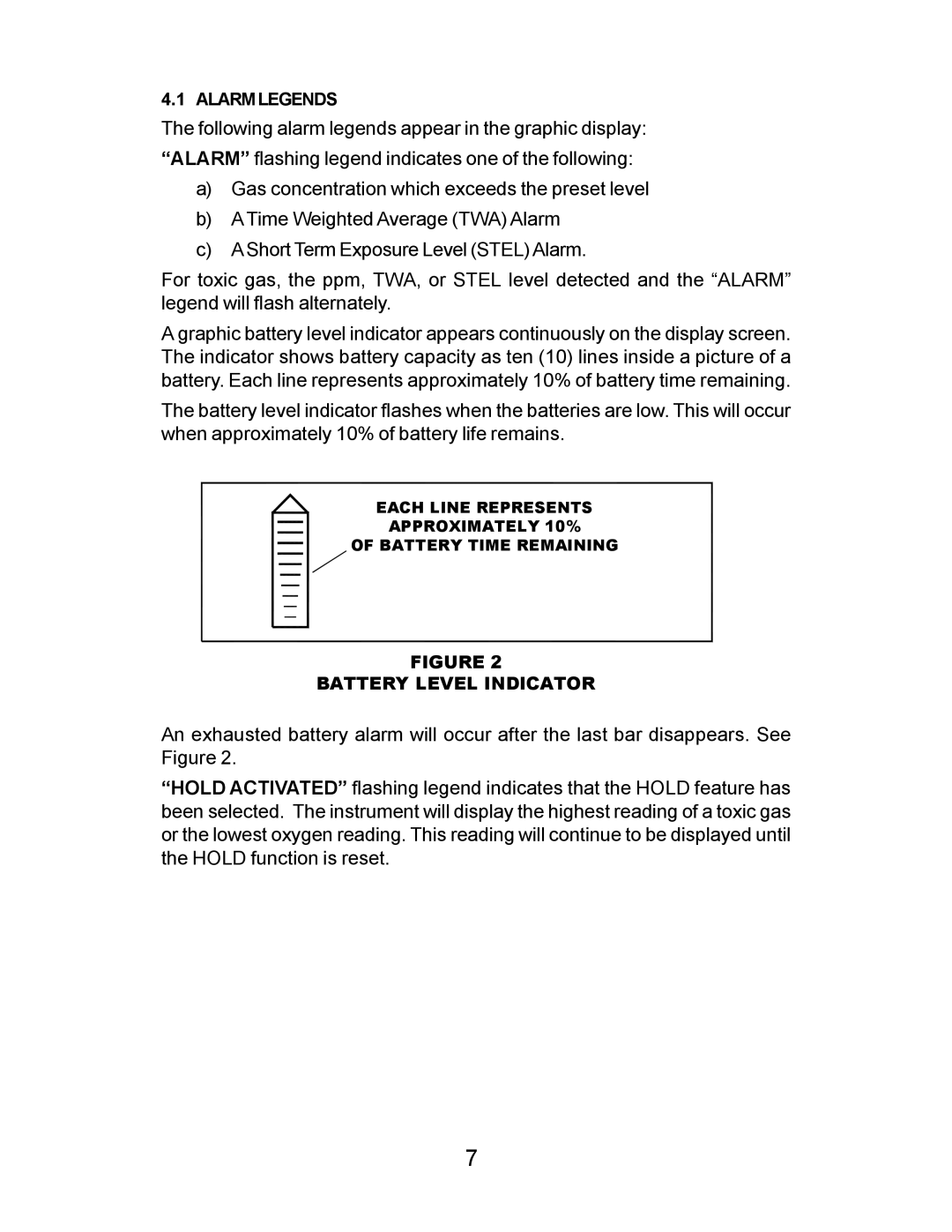 Energizer PORTABLE GAS DETECTION INSTRUMENT manual Alarm Legends 