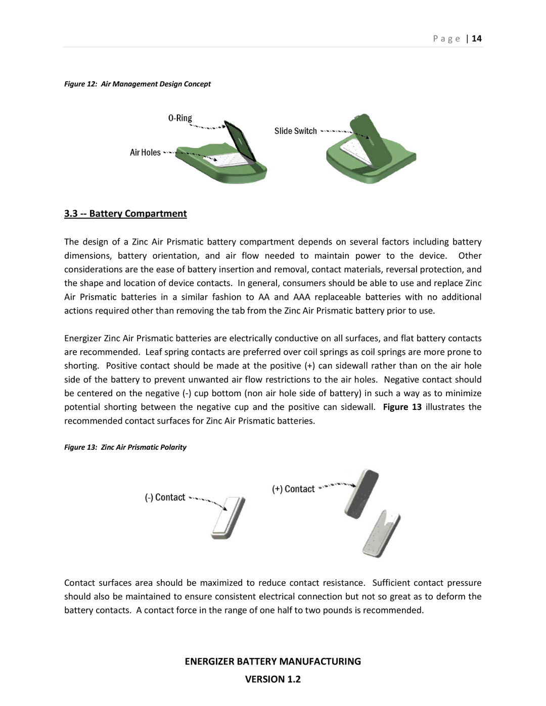 Energizer PP355 manual ‐‐ Battery Compartment, Air Management Design Concept 