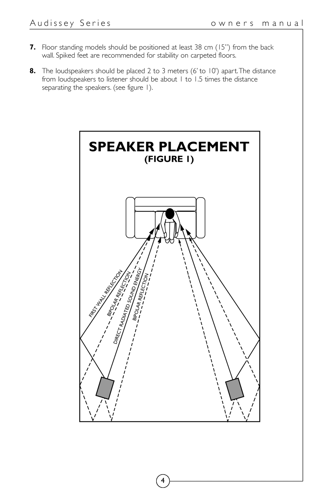 Energy Speaker Systems Audissey Series Speaker Placement, A u d i s s e y S e r i e s, o w n e r s m a n u a l, Direct 