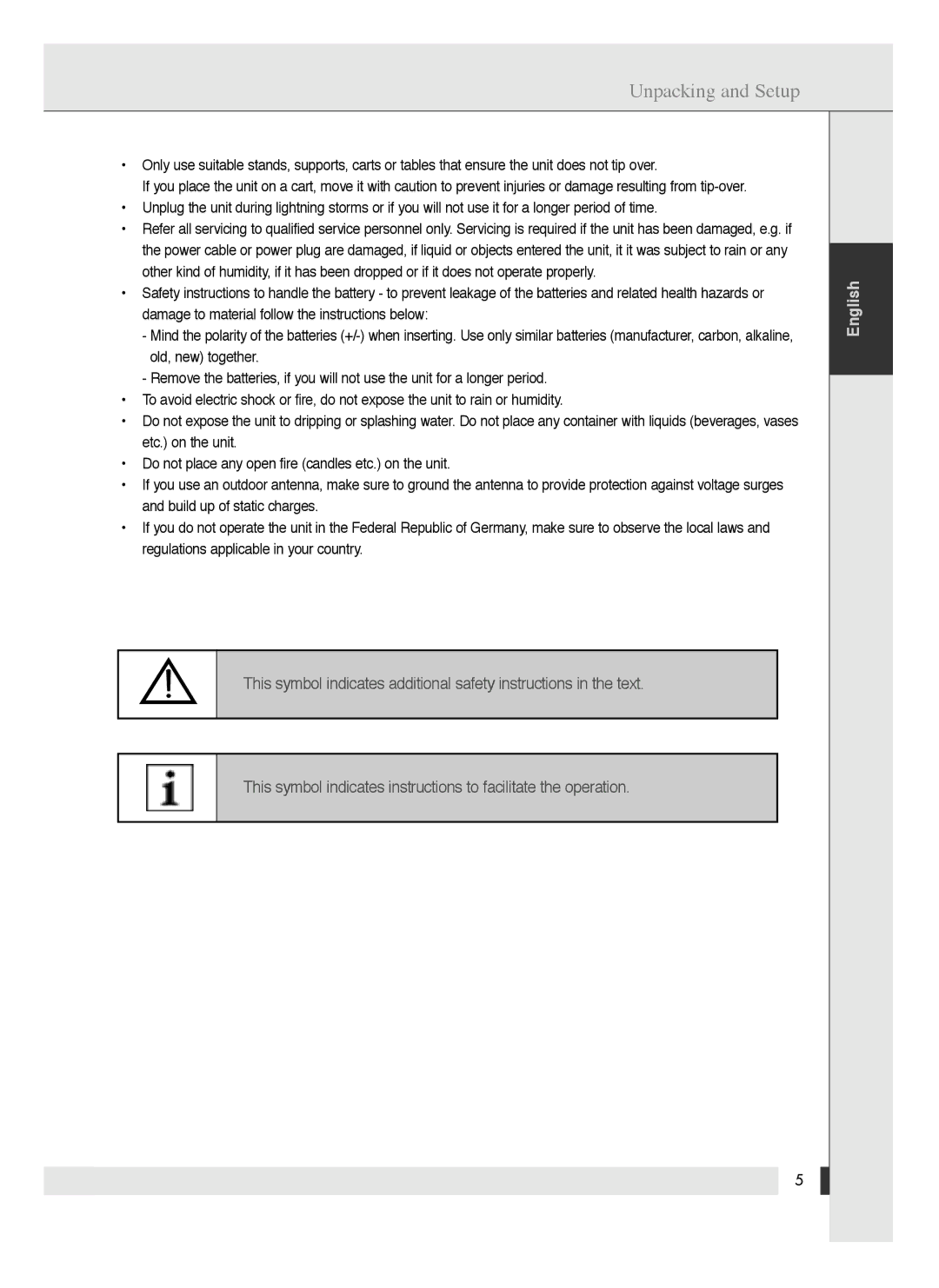 Energy Speaker Systems LTV46DA manual Unpacking and Setup 