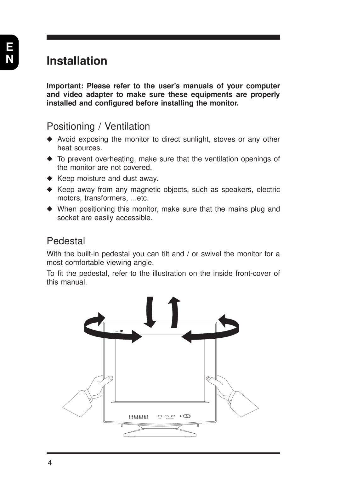 Energy Tech Laboratories 105E manual Installation, Positioning / Ventilation 