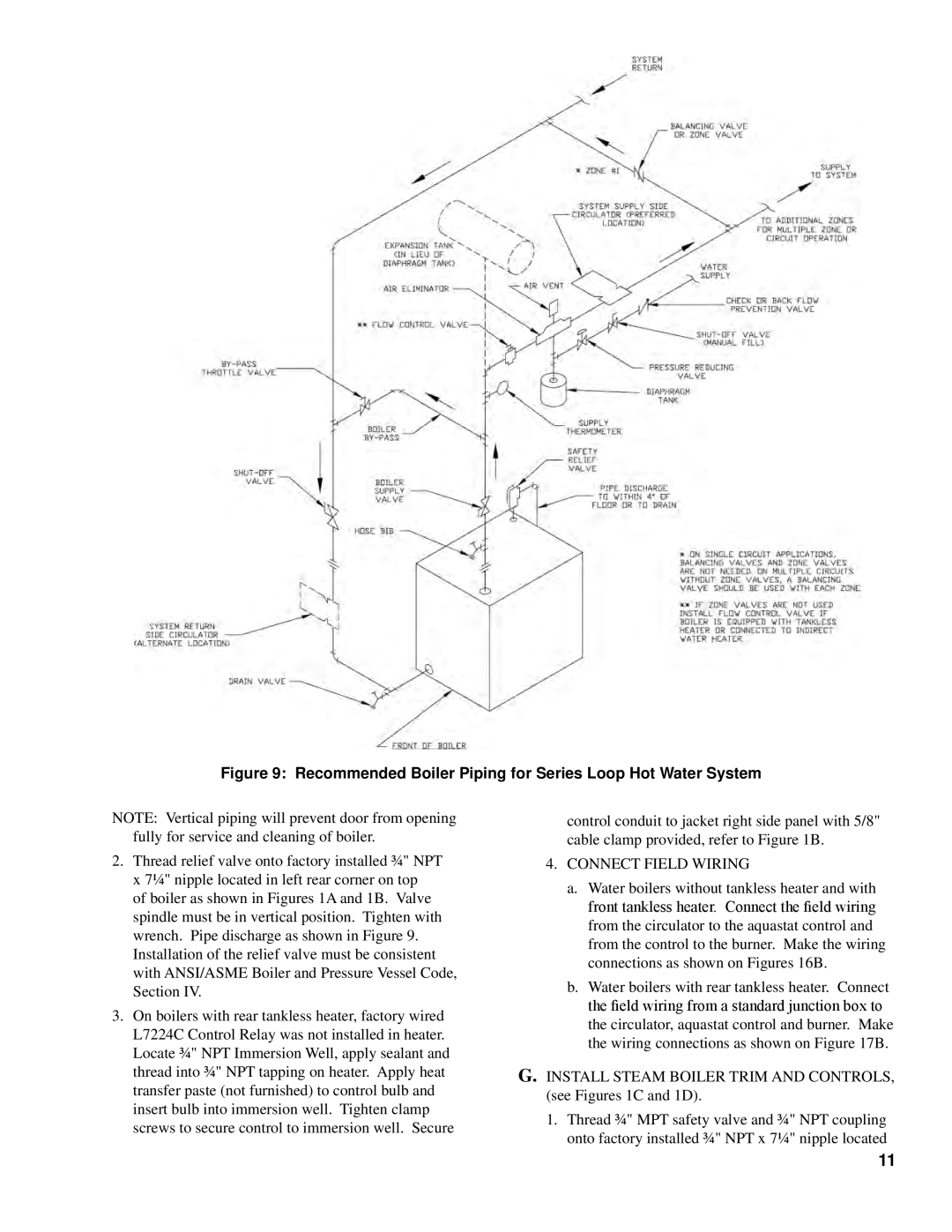 Energy Tech Laboratories F5, 40 Series, F3, CL Series manual Recommended Boiler Piping for Series Loop Hot Water System 