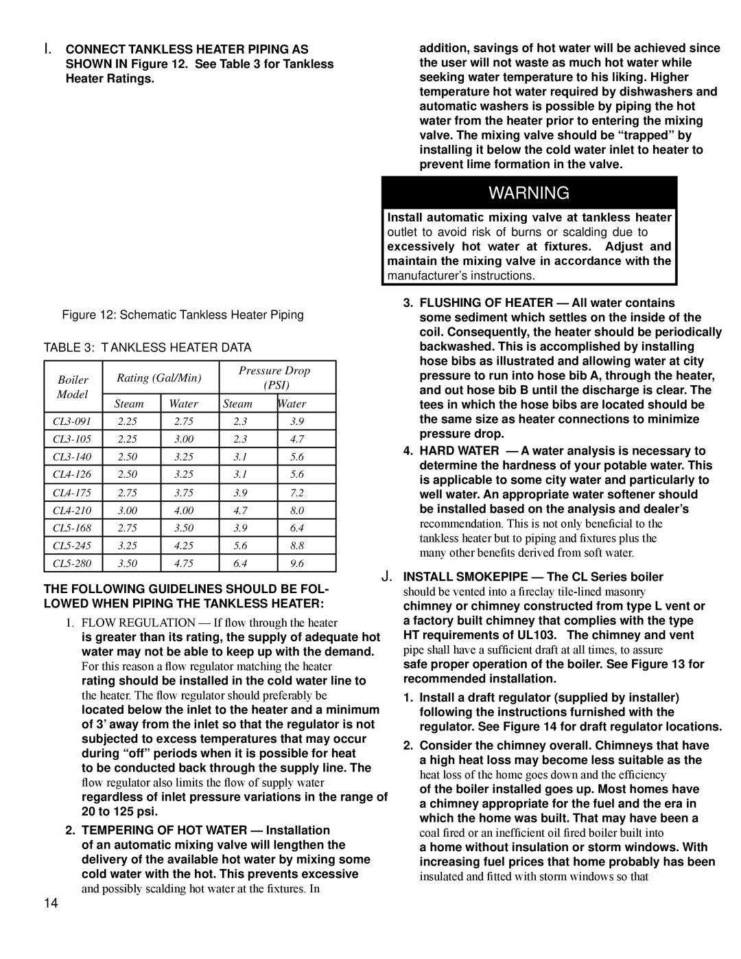 Energy Tech Laboratories CL Series, 40 Series, F3, F5 manual Schematic Tankless Heater Piping Tankless Heater Data 